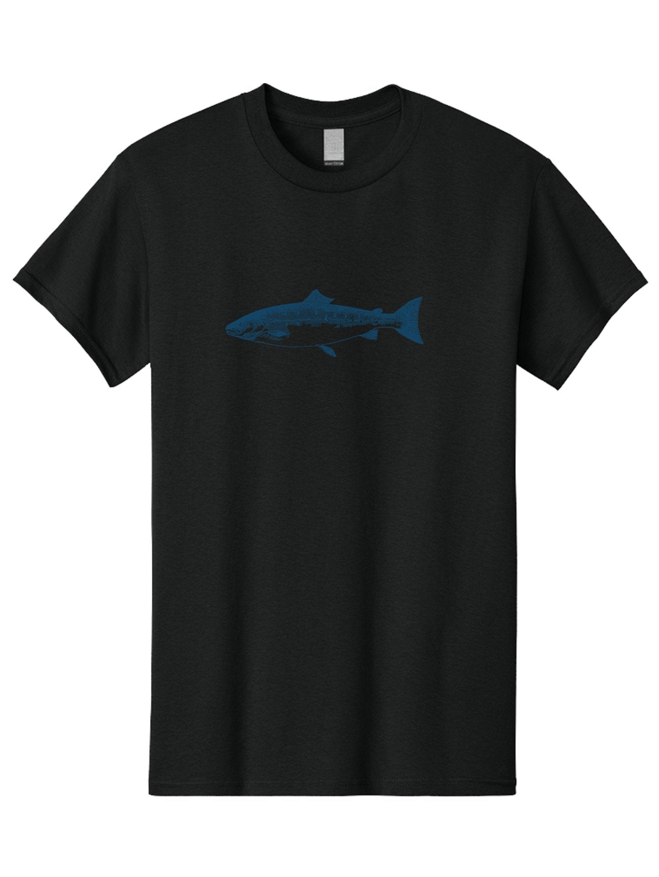 Runstream Fish Men'S Graphic Tee, 100% Cotton, Comfortable Casual Summer Wear, Machine Washable, Salmon Fish, Halftone Illustration, Aquatic Life, Ocean Creature, Fish Species, Wildlife Art, Stencil Style Aae625