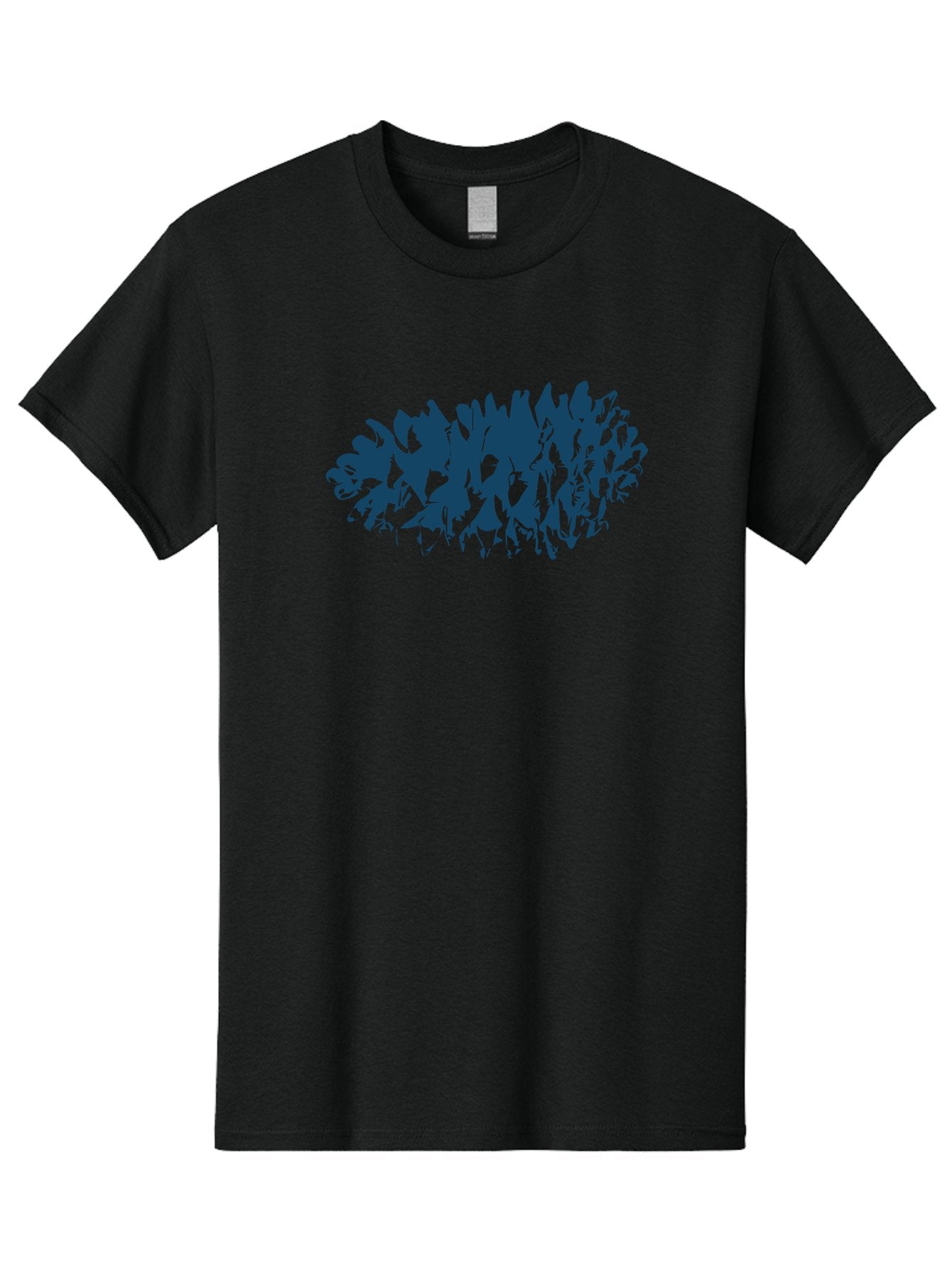Rustic Pine Cluster Men'S Graphic Tee, 100% Cotton, Comfortable Casual Summer Wear, Machine Washable, Silhouette Of Horses, Group Of Horses, Galloping Horses, Abstract Horses, Dark Blue Horses, Dynamic Movement, Chaotic Movement, Horse Shapes, Aae627 13