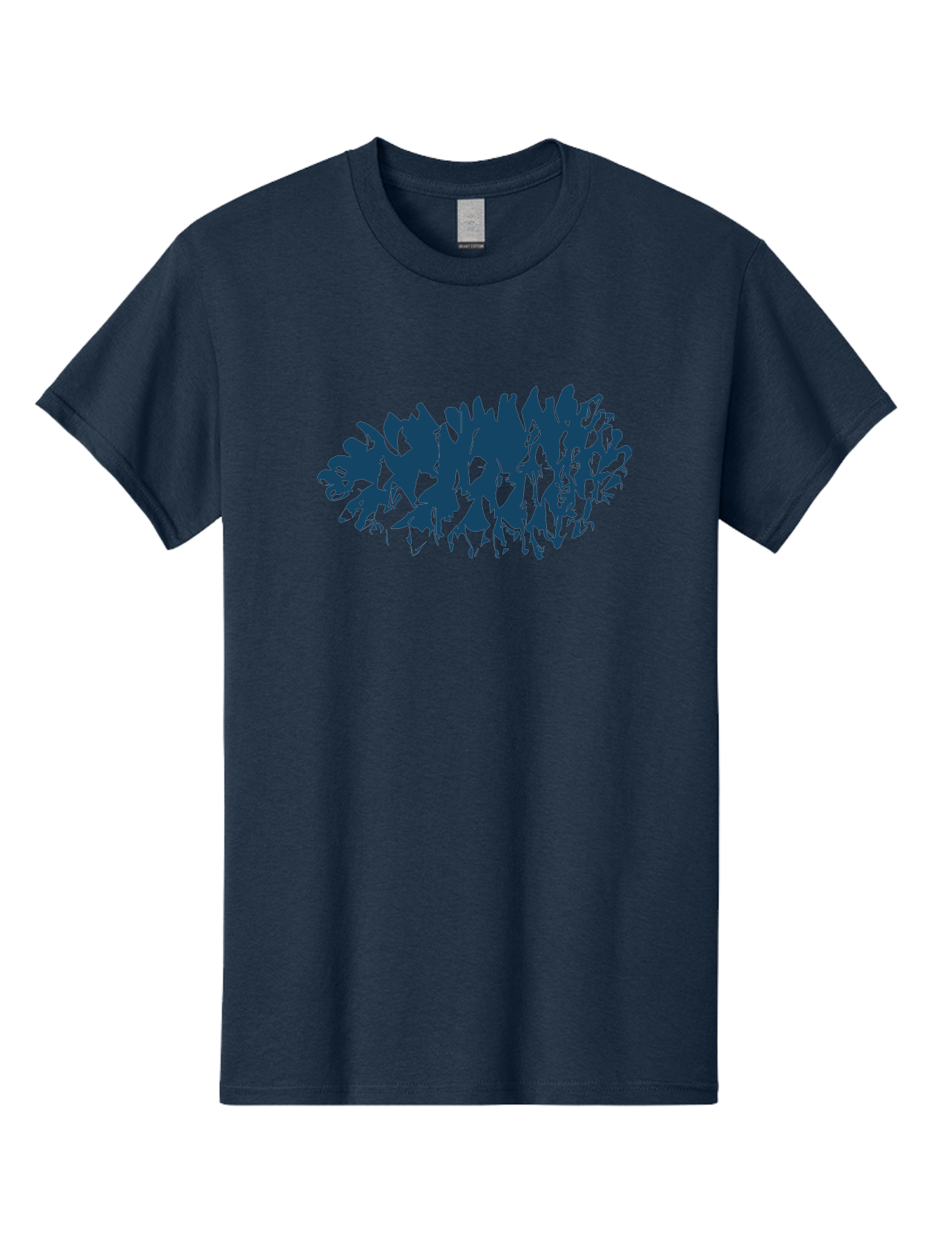 Rustic Pine Cluster Men'S Graphic Tee, 100% Cotton, Comfortable Casual Summer Wear, Machine Washable, Silhouette Of Horses, Group Of Horses, Galloping Horses, Abstract Horses, Dark Blue Horses, Dynamic Movement, Chaotic Movement, Horse Shapes, Aae627 21
