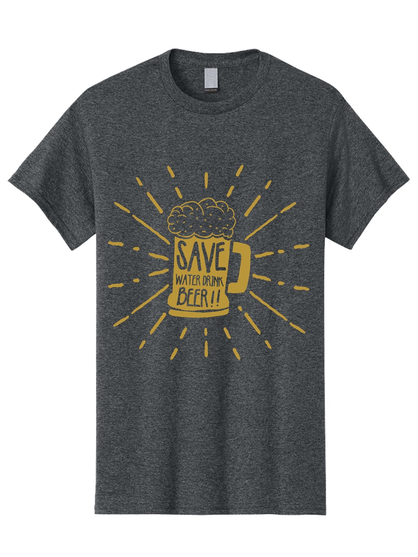 Save Water Drink Beer Men'S Graphic Tee, 100% Cotton, Comfortable Casual Summer Wear, Machine Washable, Beer Mug, Save Waterloo Bzer!!, Frothy Beer, Bold Typography, Eye-Catching Design, Craft Beer Culture, Brewery Logo, Neon Colors, Aae628