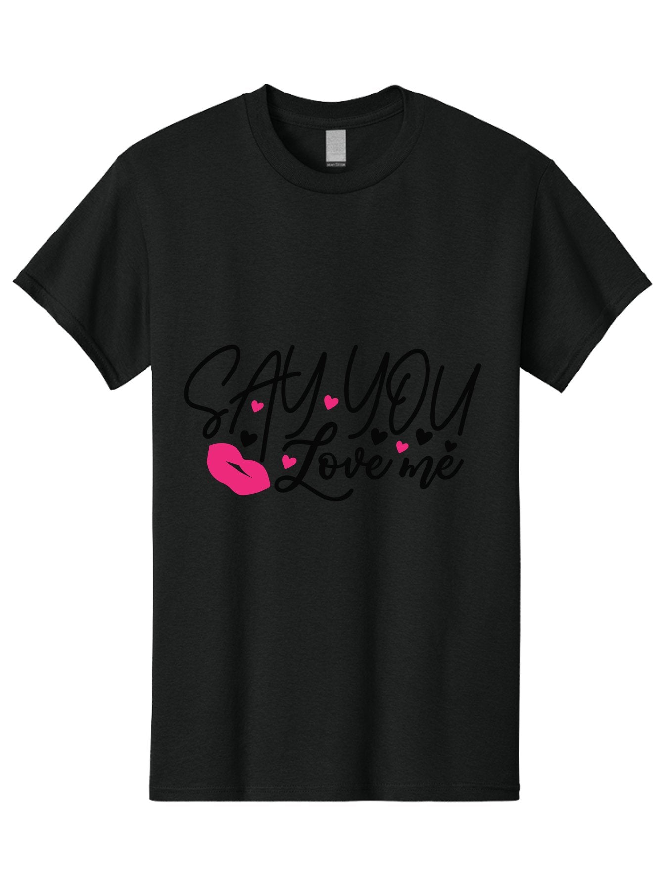 Say You Love Me Men'S Graphic Tee, 100% Cotton, Comfortable Casual Summer Wear, Machine Washable, Say You Love Me, Lipstick Kiss, Romantic Quote, Love Phrase, Heart Symbols, Pink Lips, Lovely Message, Sweet Sentiment, Charming Design, Aae629 7