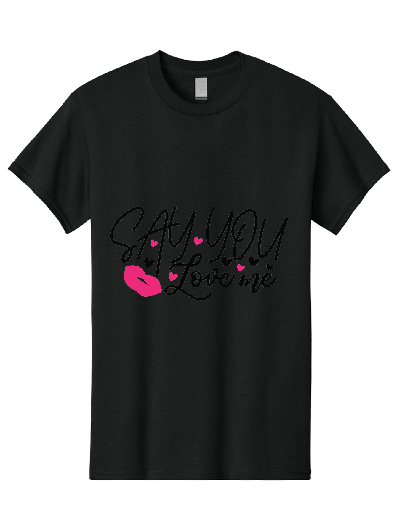 Say You Love Me Men'S Graphic Tee, 100% Cotton, Comfortable Casual Summer Wear, Machine Washable, Say You Love Me, Lipstick Kiss, Romantic Quote, Love Phrase, Heart Symbols, Pink Lips, Lovely Message, Sweet Sentiment, Charming Design, Aae629 29