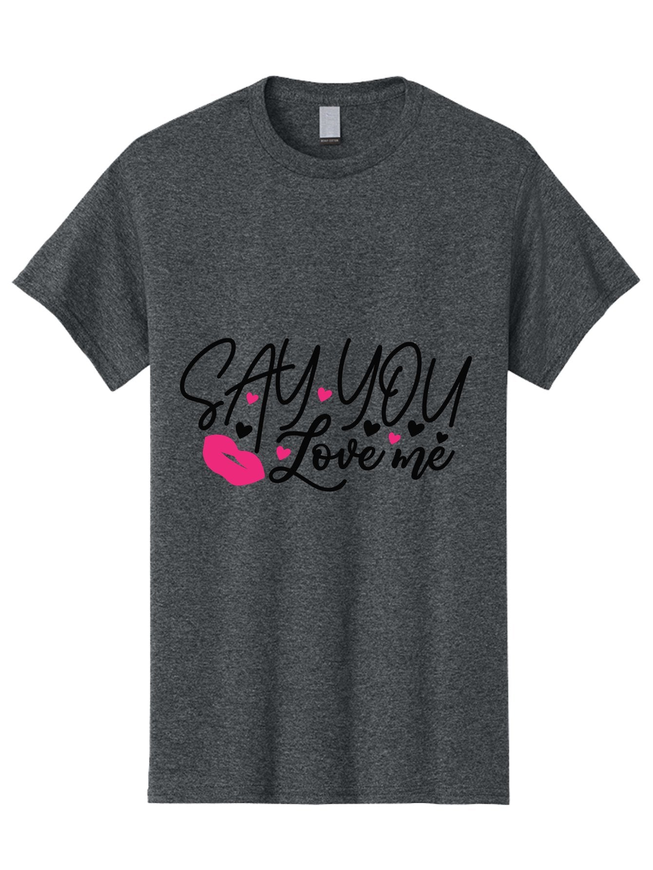 Say You Love Me Men'S Graphic Tee, 100% Cotton, Comfortable Casual Summer Wear, Machine Washable, Say You Love Me, Lipstick Kiss, Romantic Quote, Love Phrase, Heart Symbols, Pink Lips, Lovely Message, Sweet Sentiment, Charming Design, Aae629 9