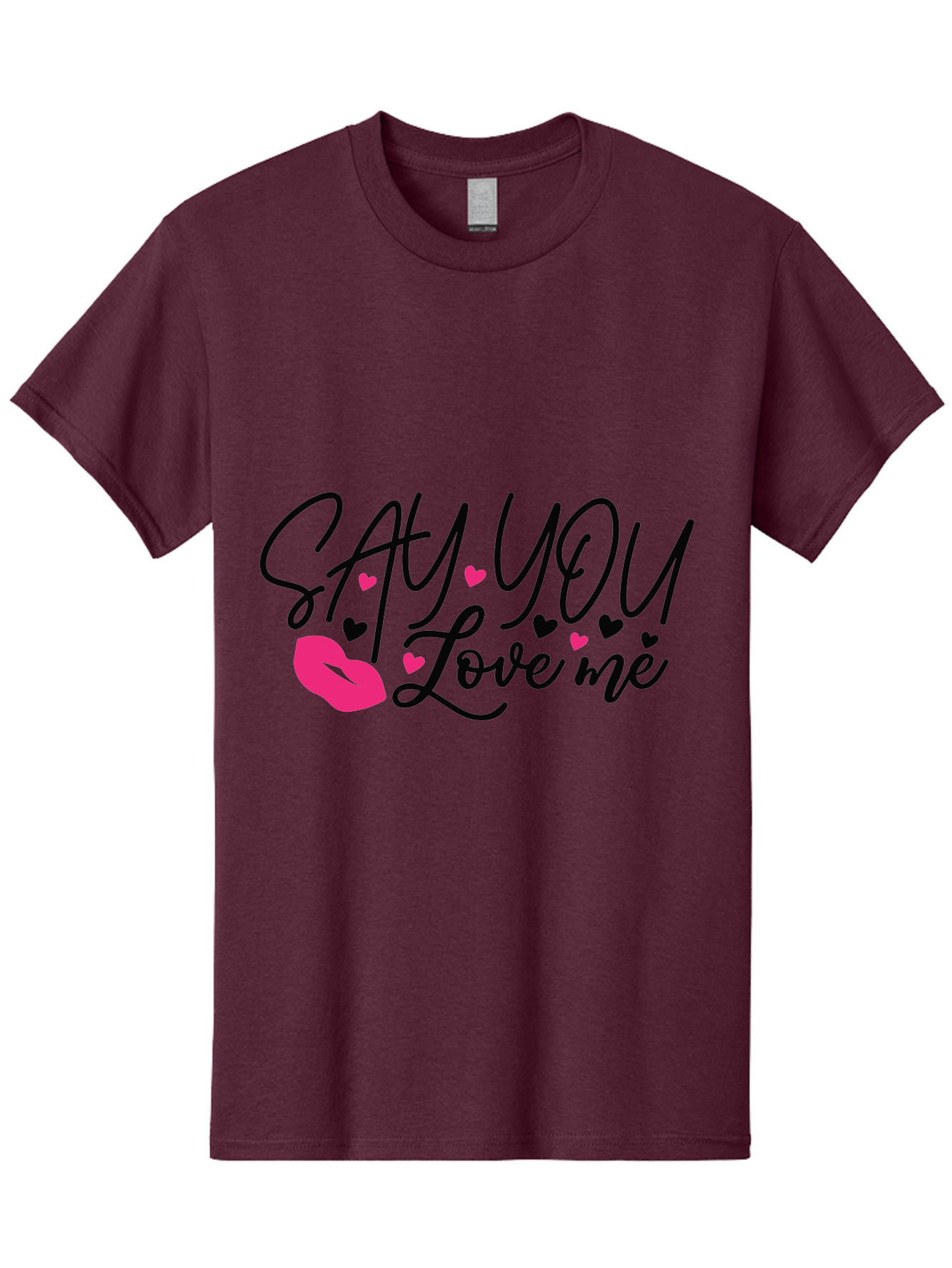 Say You Love Me Men'S Graphic Tee, 100% Cotton, Comfortable Casual Summer Wear, Machine Washable, Say You Love Me, Lipstick Kiss, Romantic Quote, Love Phrase, Heart Symbols, Pink Lips, Lovely Message, Sweet Sentiment, Charming Design, Aae629 27
