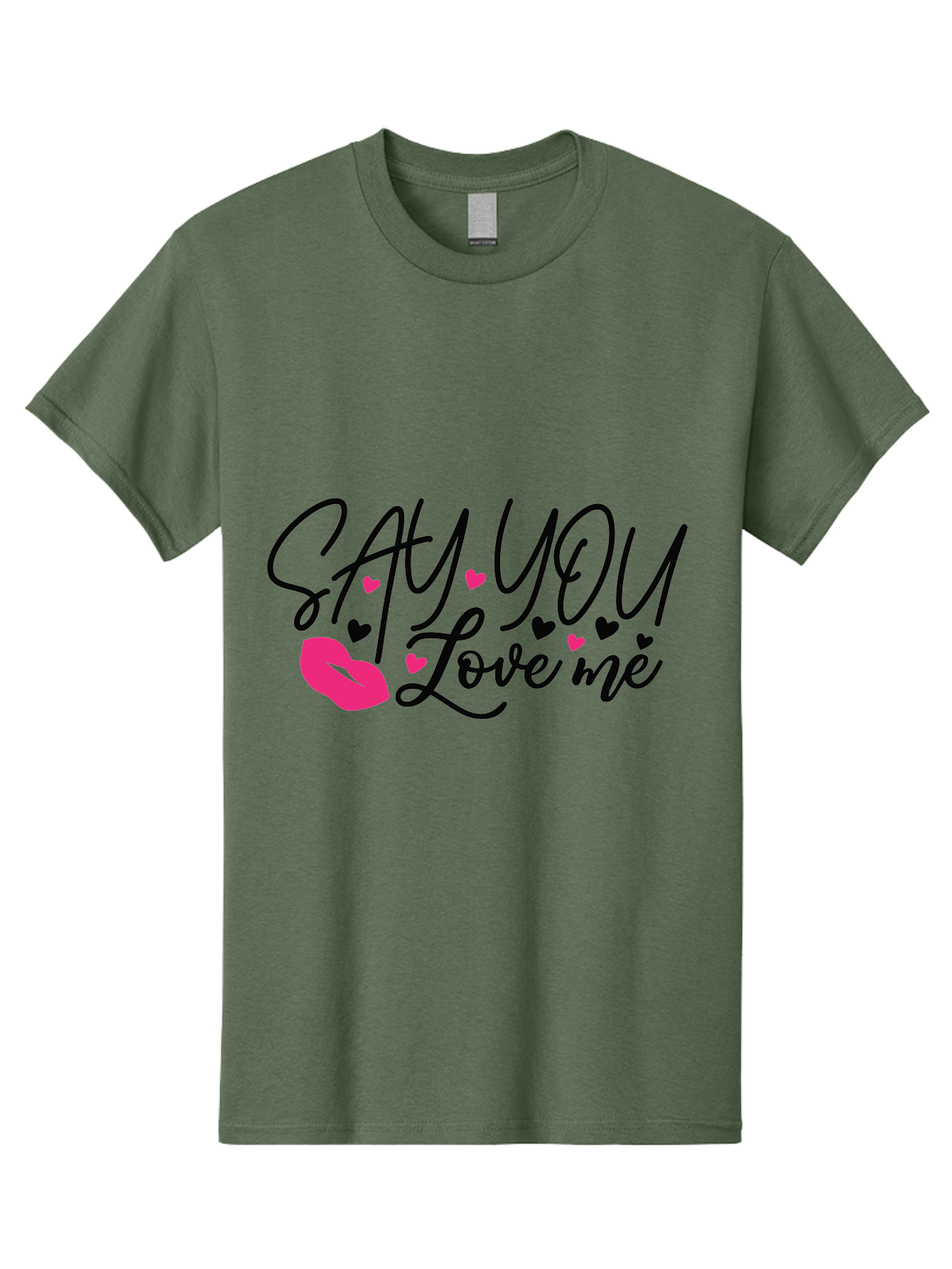 Say You Love Me Men'S Graphic Tee, 100% Cotton, Comfortable Casual Summer Wear, Machine Washable, Say You Love Me, Lipstick Kiss, Romantic Quote, Love Phrase, Heart Symbols, Pink Lips, Lovely Message, Sweet Sentiment, Charming Design, Aae629 5