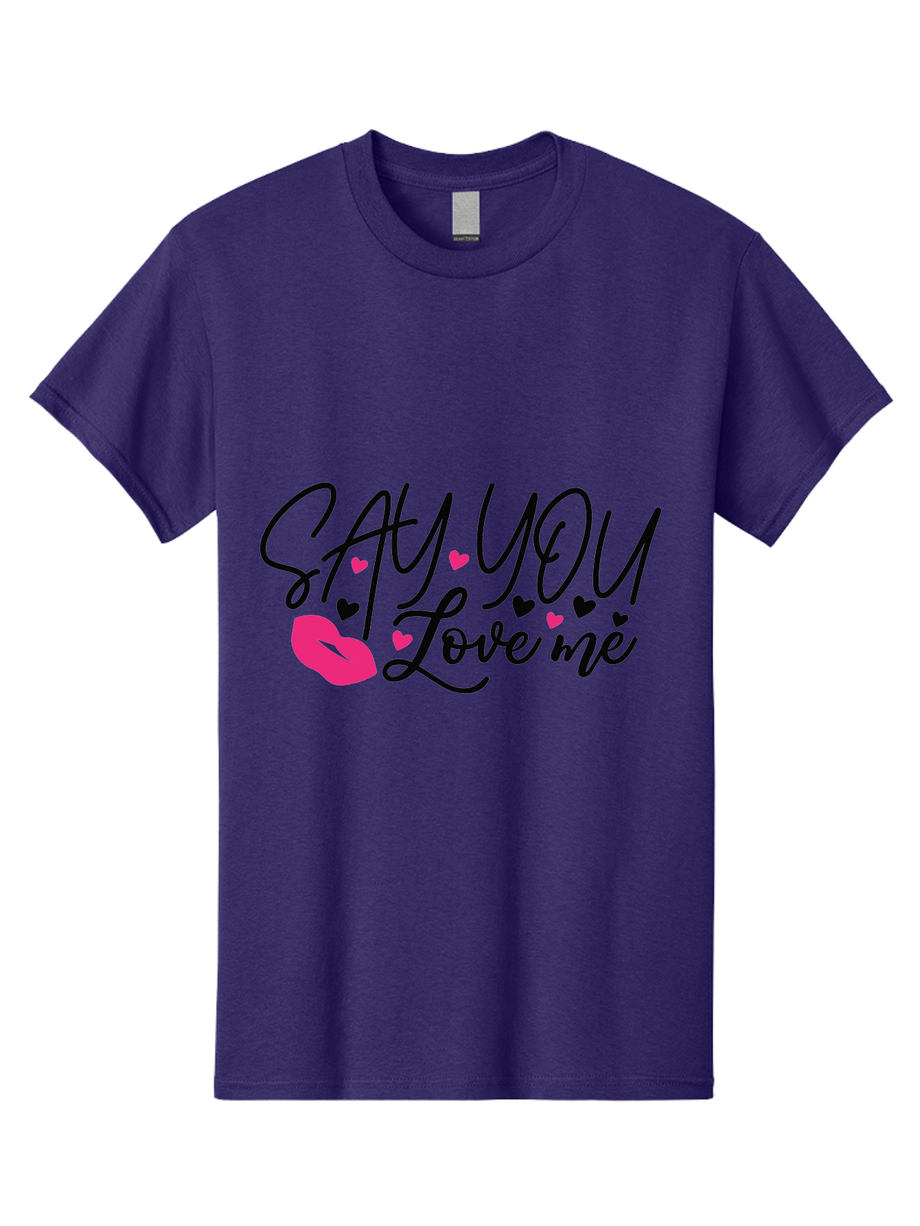 Say You Love Me Men'S Graphic Tee, 100% Cotton, Comfortable Casual Summer Wear, Machine Washable, Say You Love Me, Lipstick Kiss, Romantic Quote, Love Phrase, Heart Symbols, Pink Lips, Lovely Message, Sweet Sentiment, Charming Design, Aae629 17