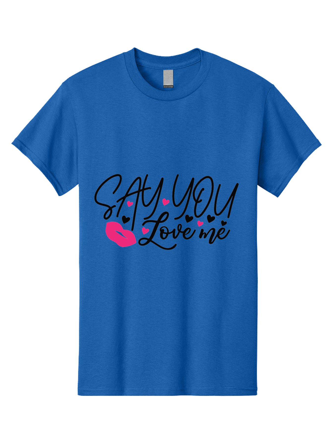Say You Love Me Men'S Graphic Tee, 100% Cotton, Comfortable Casual Summer Wear, Machine Washable, Say You Love Me, Lipstick Kiss, Romantic Quote, Love Phrase, Heart Symbols, Pink Lips, Lovely Message, Sweet Sentiment, Charming Design, Aae629