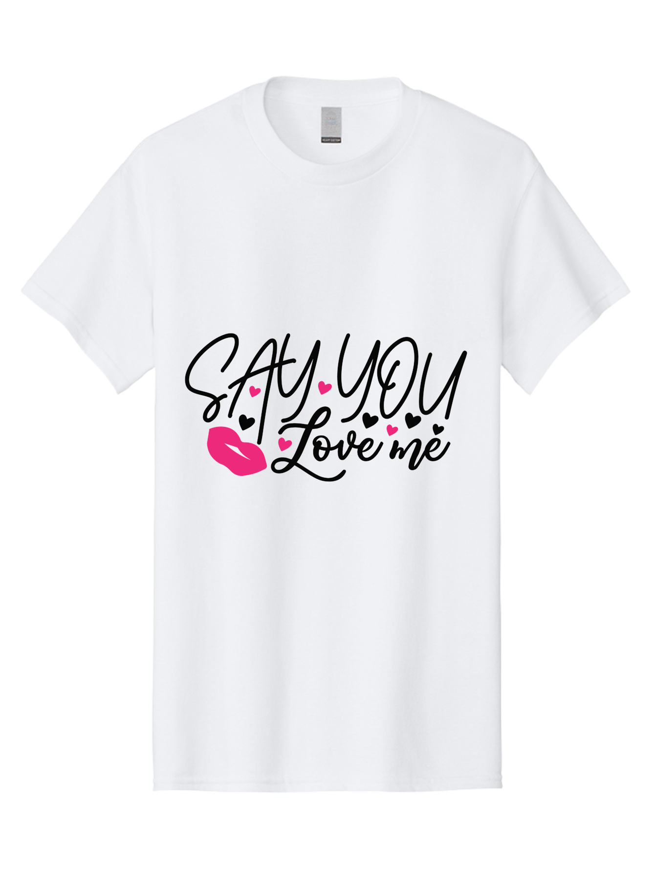 Say You Love Me Men'S Graphic Tee, 100% Cotton, Comfortable Casual Summer Wear, Machine Washable, Say You Love Me, Lipstick Kiss, Romantic Quote, Love Phrase, Heart Symbols, Pink Lips, Lovely Message, Sweet Sentiment, Charming Design, Aae629 23