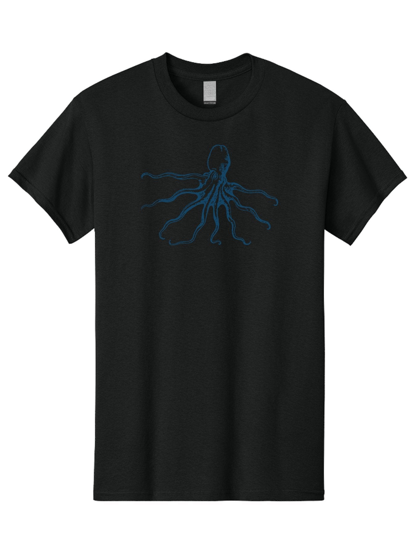 Sea Octopus Men'S Graphic Tee, 100% Cotton, Comfortable Casual Summer Wear, Machine Washable, Octopus, Eight Legs, Marine Life, Underwater Creature, Cephalopod, Ocean Animal, Tentacles, Wildlife, Sea Creature, Blue Illustration Aae631 3
