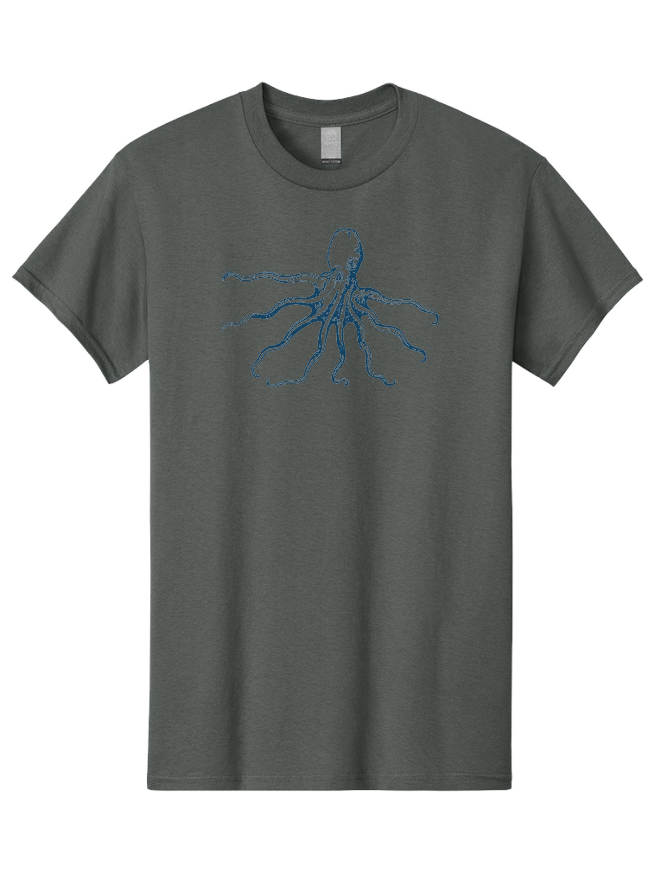 Sea Octopus Men'S Graphic Tee, 100% Cotton, Comfortable Casual Summer Wear, Machine Washable, Octopus, Eight Legs, Marine Life, Underwater Creature, Cephalopod, Ocean Animal, Tentacles, Wildlife, Sea Creature, Blue Illustration Aae631 3