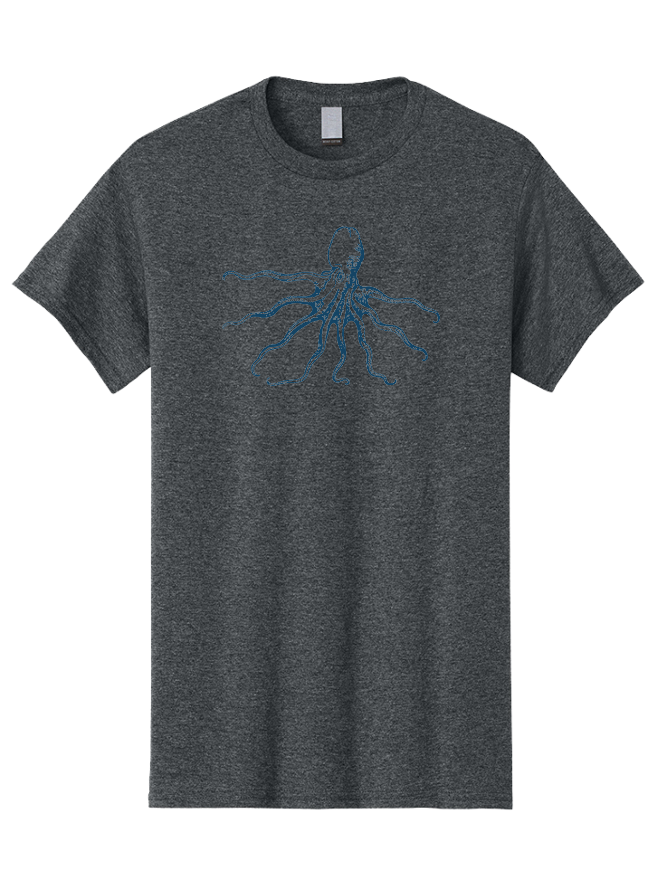 Sea Octopus Men'S Graphic Tee, 100% Cotton, Comfortable Casual Summer Wear, Machine Washable, Octopus, Eight Legs, Marine Life, Underwater Creature, Cephalopod, Ocean Animal, Tentacles, Wildlife, Sea Creature, Blue Illustration Aae631
