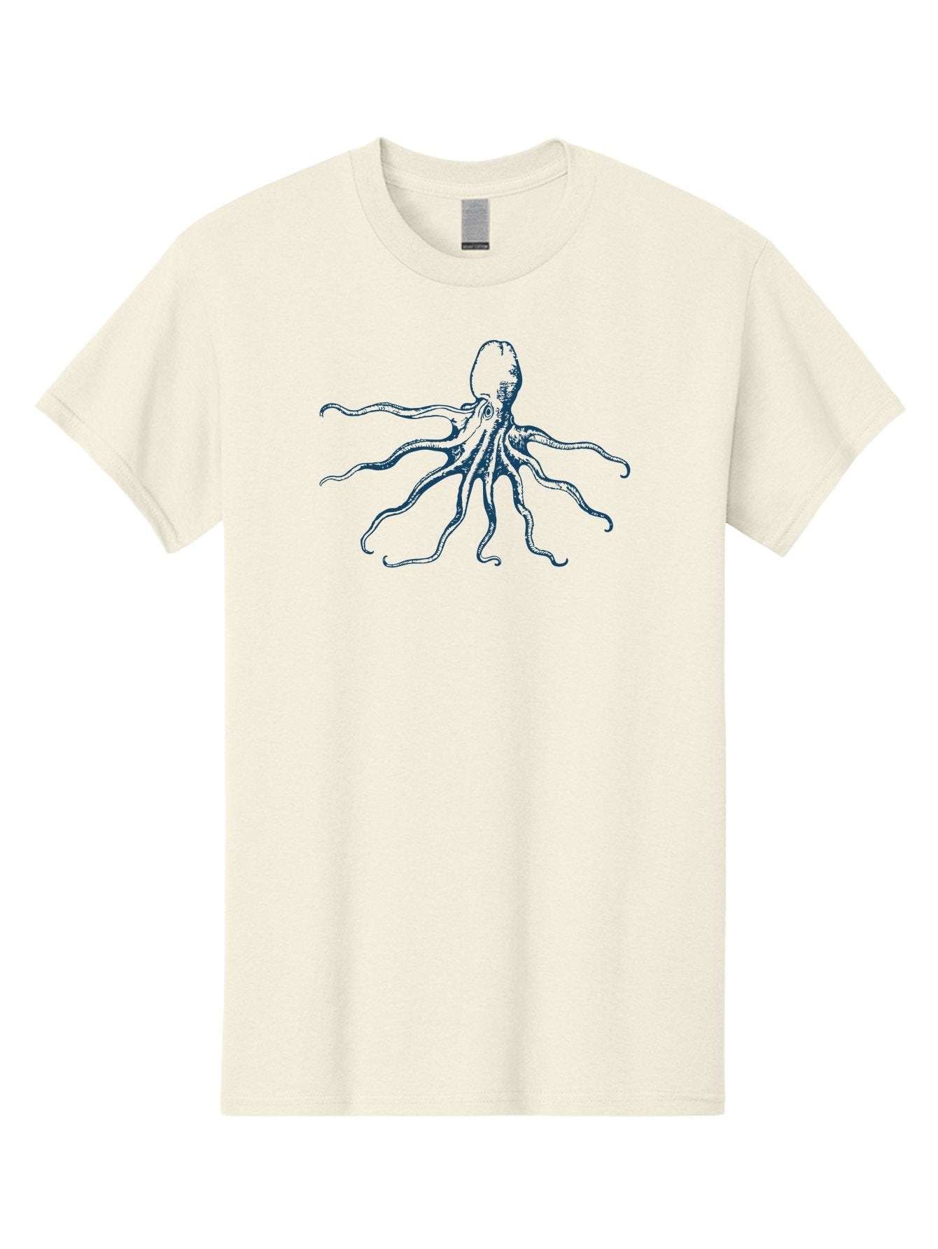 Sea Octopus Men'S Graphic Tee, 100% Cotton, Comfortable Casual Summer Wear, Machine Washable, Octopus, Eight Legs, Marine Life, Underwater Creature, Cephalopod, Ocean Animal, Tentacles, Wildlife, Sea Creature, Blue Illustration Aae631 12