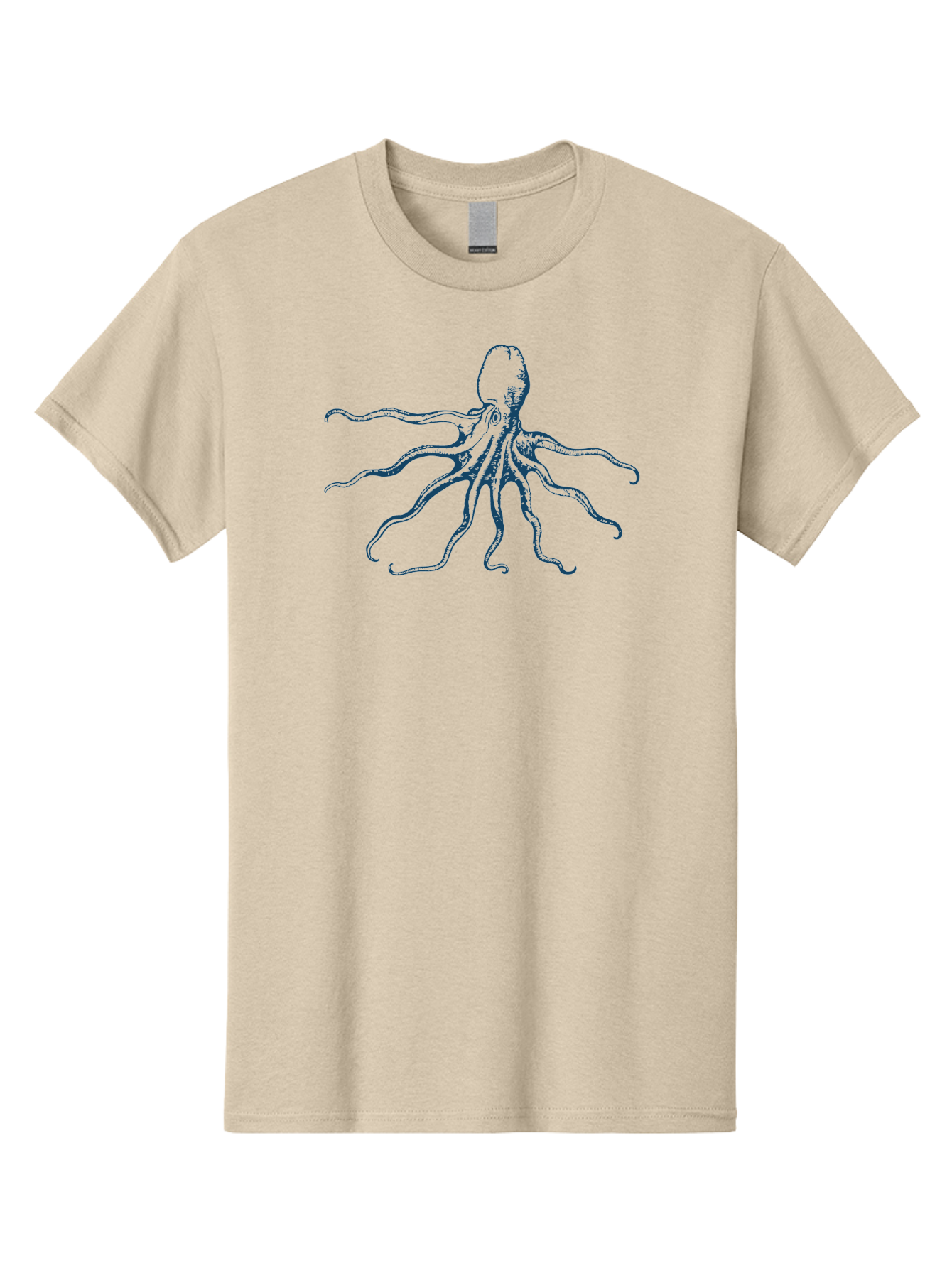 Sea Octopus Men'S Graphic Tee, 100% Cotton, Comfortable Casual Summer Wear, Machine Washable, Octopus, Eight Legs, Marine Life, Underwater Creature, Cephalopod, Ocean Animal, Tentacles, Wildlife, Sea Creature, Blue Illustration Aae631 9