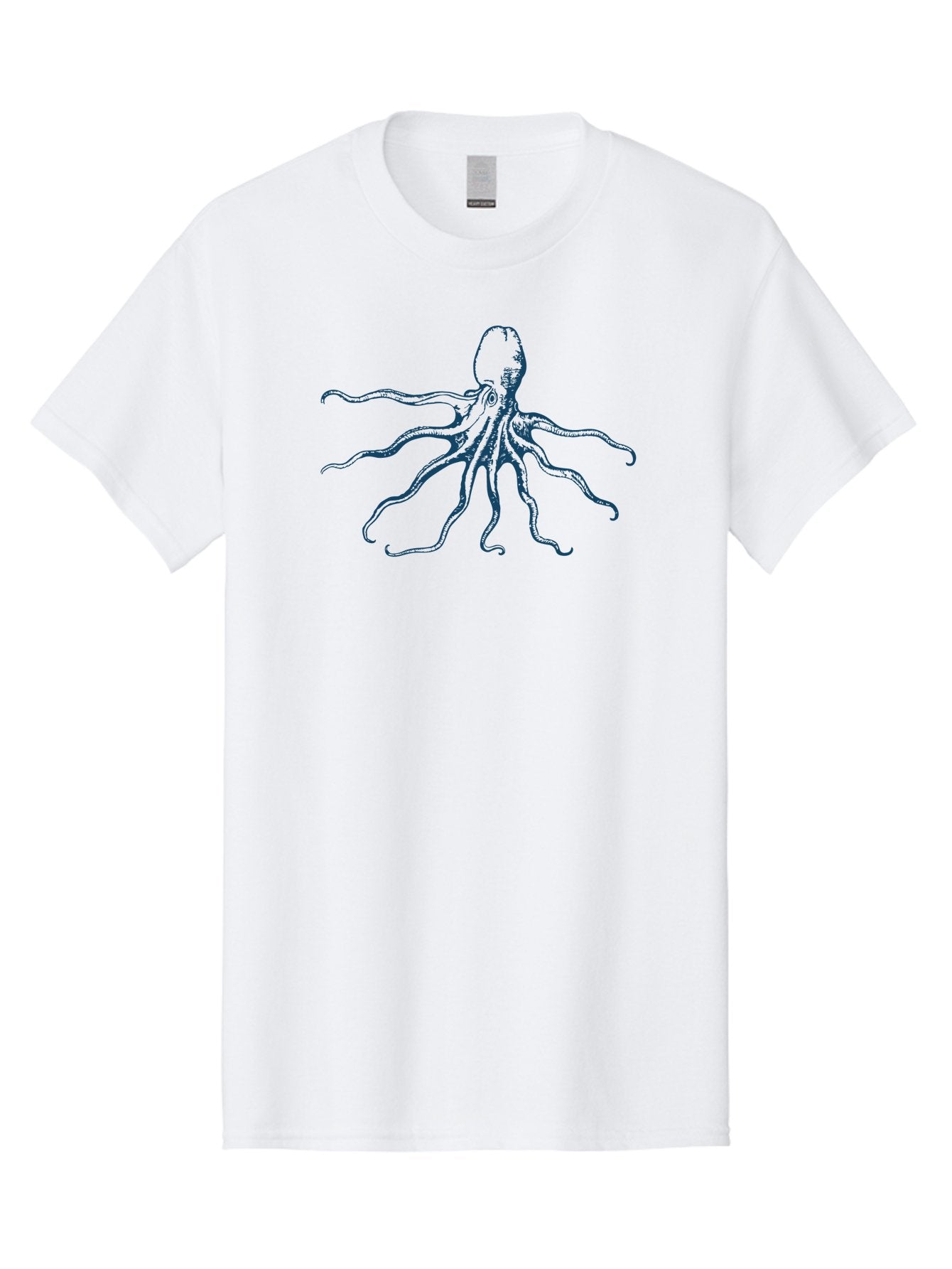 Sea Octopus Men'S Graphic Tee, 100% Cotton, Comfortable Casual Summer Wear, Machine Washable, Octopus, Eight Legs, Marine Life, Underwater Creature, Cephalopod, Ocean Animal, Tentacles, Wildlife, Sea Creature, Blue Illustration Aae631 6