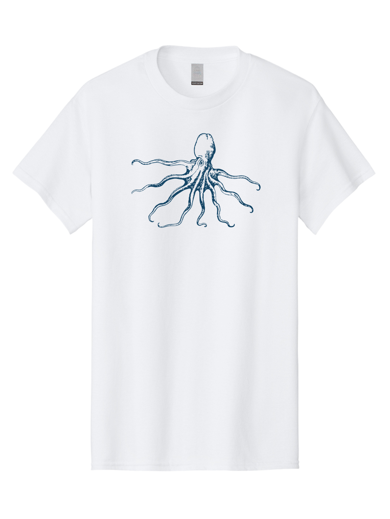 Sea Octopus Men'S Graphic Tee, 100% Cotton, Comfortable Casual Summer Wear, Machine Washable, Octopus, Eight Legs, Marine Life, Underwater Creature, Cephalopod, Ocean Animal, Tentacles, Wildlife, Sea Creature, Blue Illustration Aae631 17