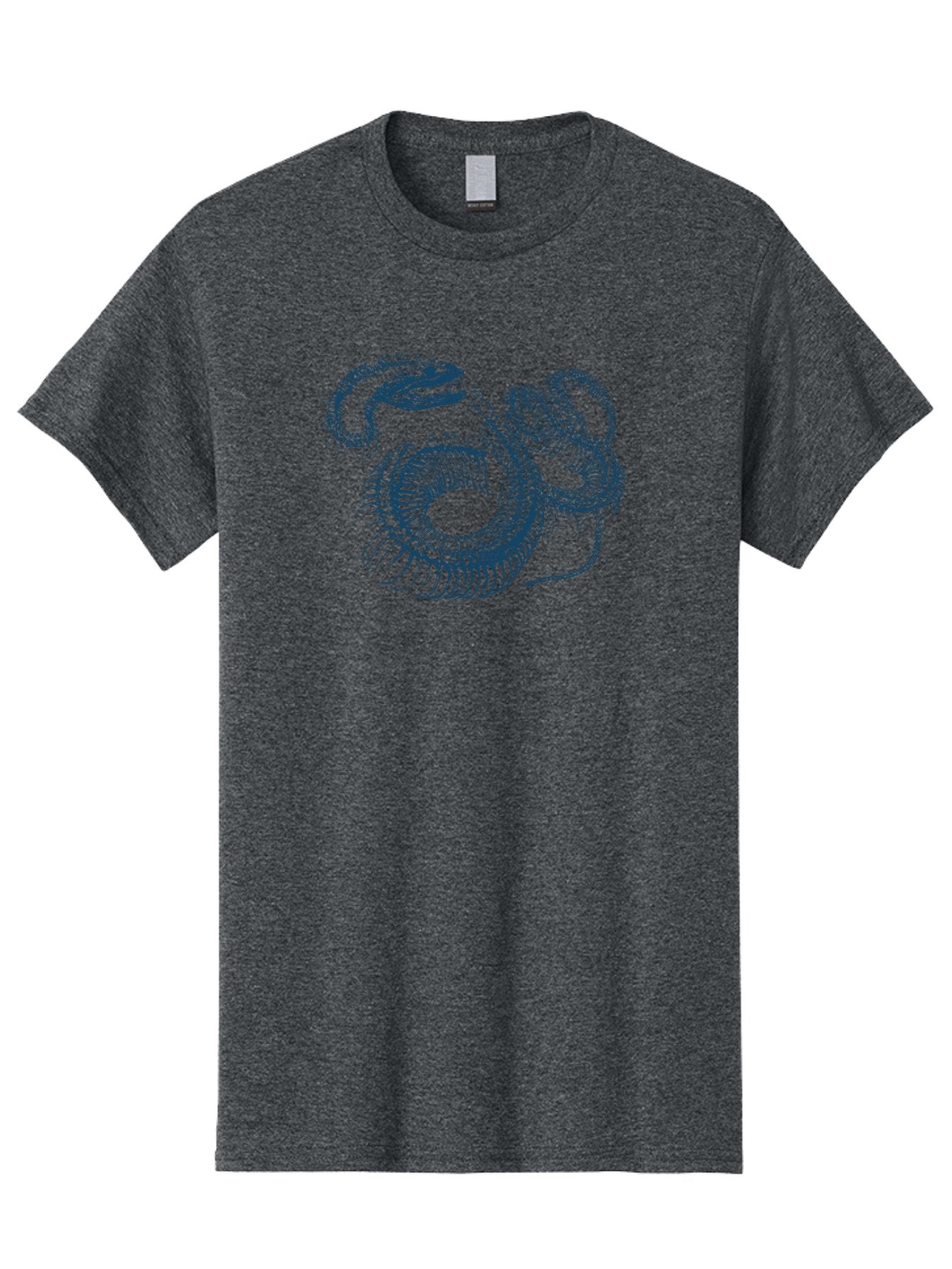 Sea-Monster Men'S Graphic Tee, 100% Cotton, Comfortable Casual Summer Wear, Machine Washable, Snake Illustration, Coiled Serpent, Detailed Drawing, Navy Blue Lines, Abstract Art, Snake Species, Reptile Design, Artistic Representation, Aae632 9