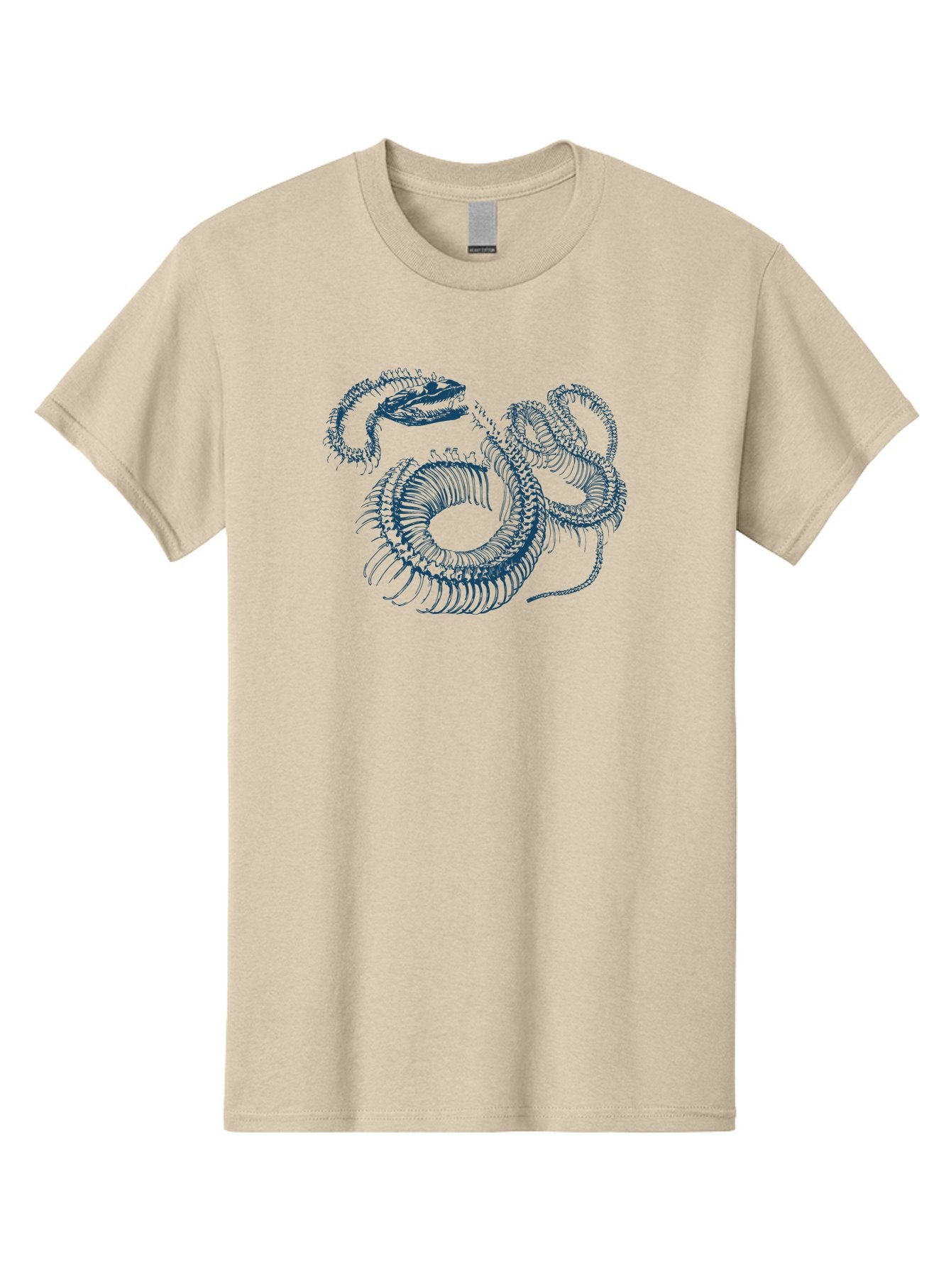 Sea-Monster Men'S Graphic Tee, 100% Cotton, Comfortable Casual Summer Wear, Machine Washable, Snake Illustration, Coiled Serpent, Detailed Drawing, Navy Blue Lines, Abstract Art, Snake Species, Reptile Design, Artistic Representation, Aae632 11