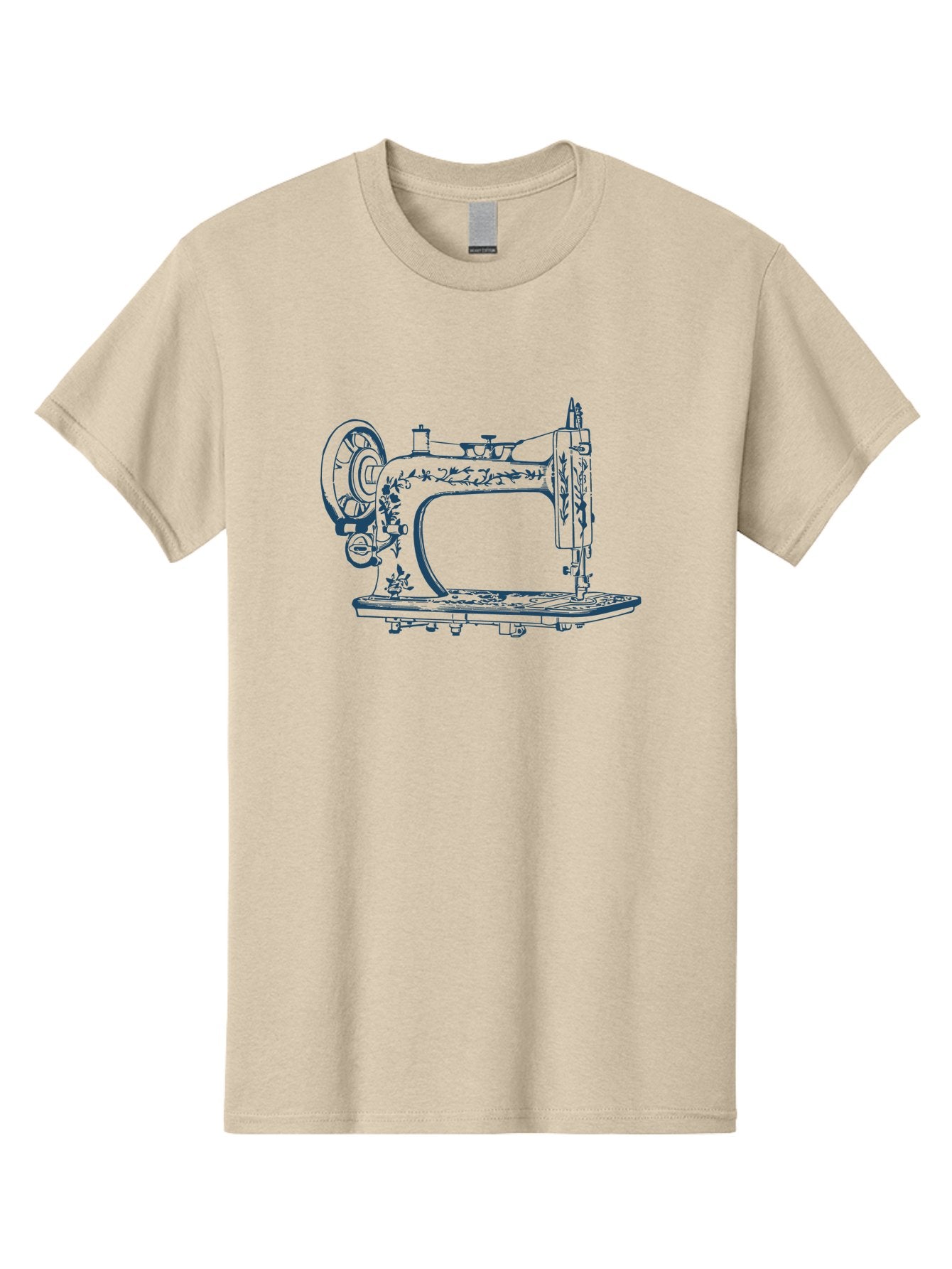 Sewing-Machine Men'S Graphic Tee, 100% Cotton, Comfortable Casual Summer Wear, Machine Washable, Vintage Sewing Machine, Floral Patterns, Antique Machinery, Crafting Tools, Textile Art, Classic Design, Sewing Equipment, Ornate Details, Aae633 3