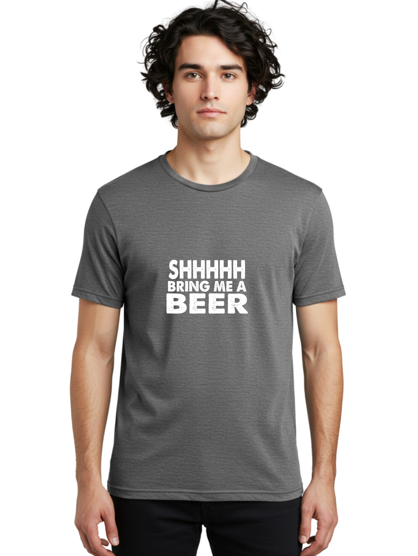 Shhhhh Bring Me A Beer Men'S Graphic Tee, 100% Cotton, Comfortable Casual Summer Wear, Machine Washable, Funny Quote, Beer Lover, Humor, Quiet Please, Beer Request, Fun Design, Modern Typography, Witty Phrase, Bold Text Aae635 10