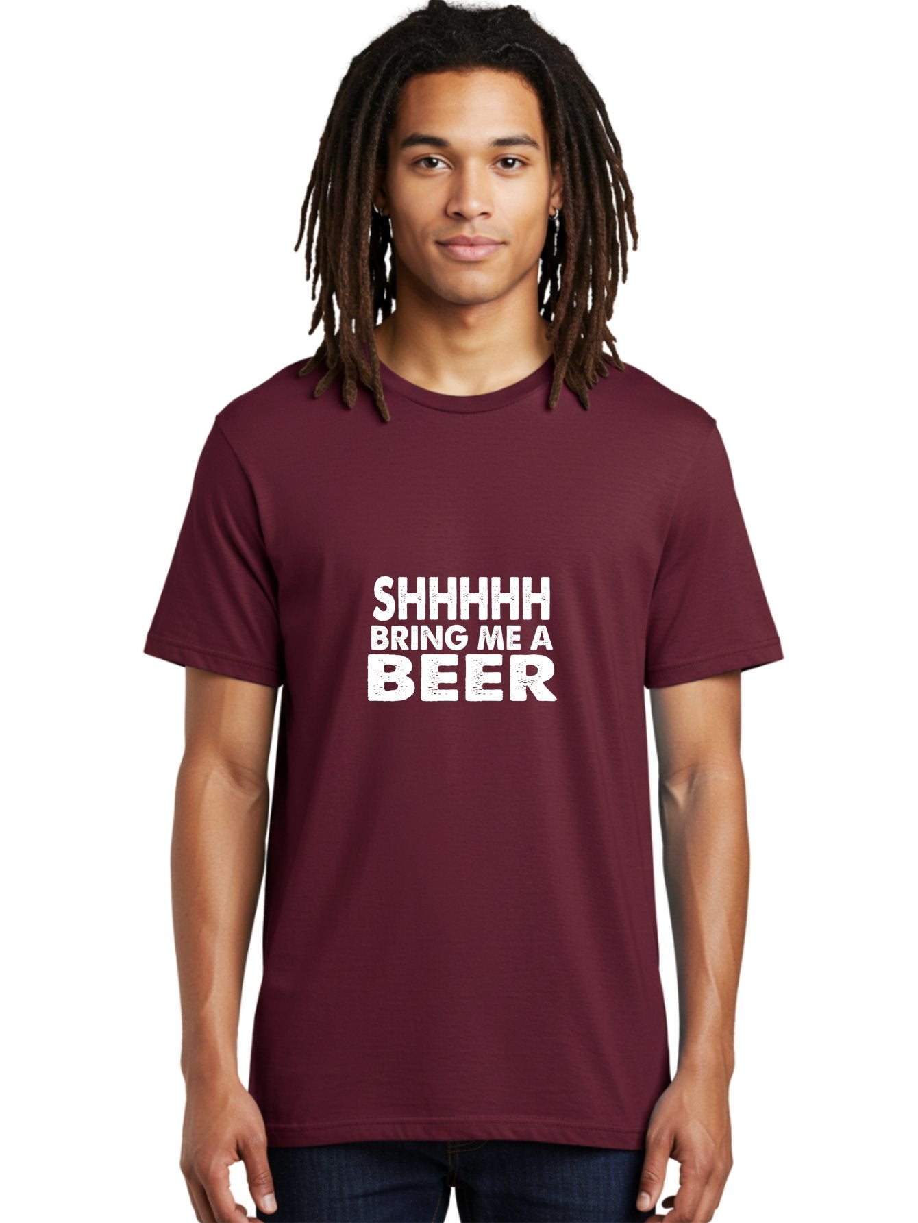 Shhhhh Bring Me A Beer Men'S Graphic Tee, 100% Cotton, Comfortable Casual Summer Wear, Machine Washable, Funny Quote, Beer Lover, Humor, Quiet Please, Beer Request, Fun Design, Modern Typography, Witty Phrase, Bold Text Aae635 28
