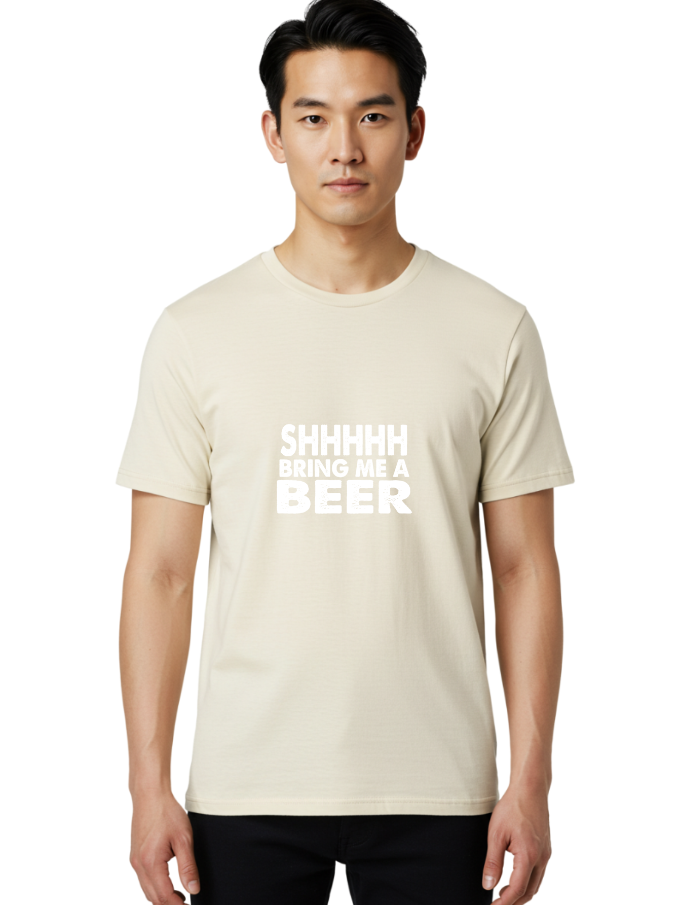 Shhhhh Bring Me A Beer Men'S Graphic Tee, 100% Cotton, Comfortable Casual Summer Wear, Machine Washable, Funny Quote, Beer Lover, Humor, Quiet Please, Beer Request, Fun Design, Modern Typography, Witty Phrase, Bold Text Aae635 28