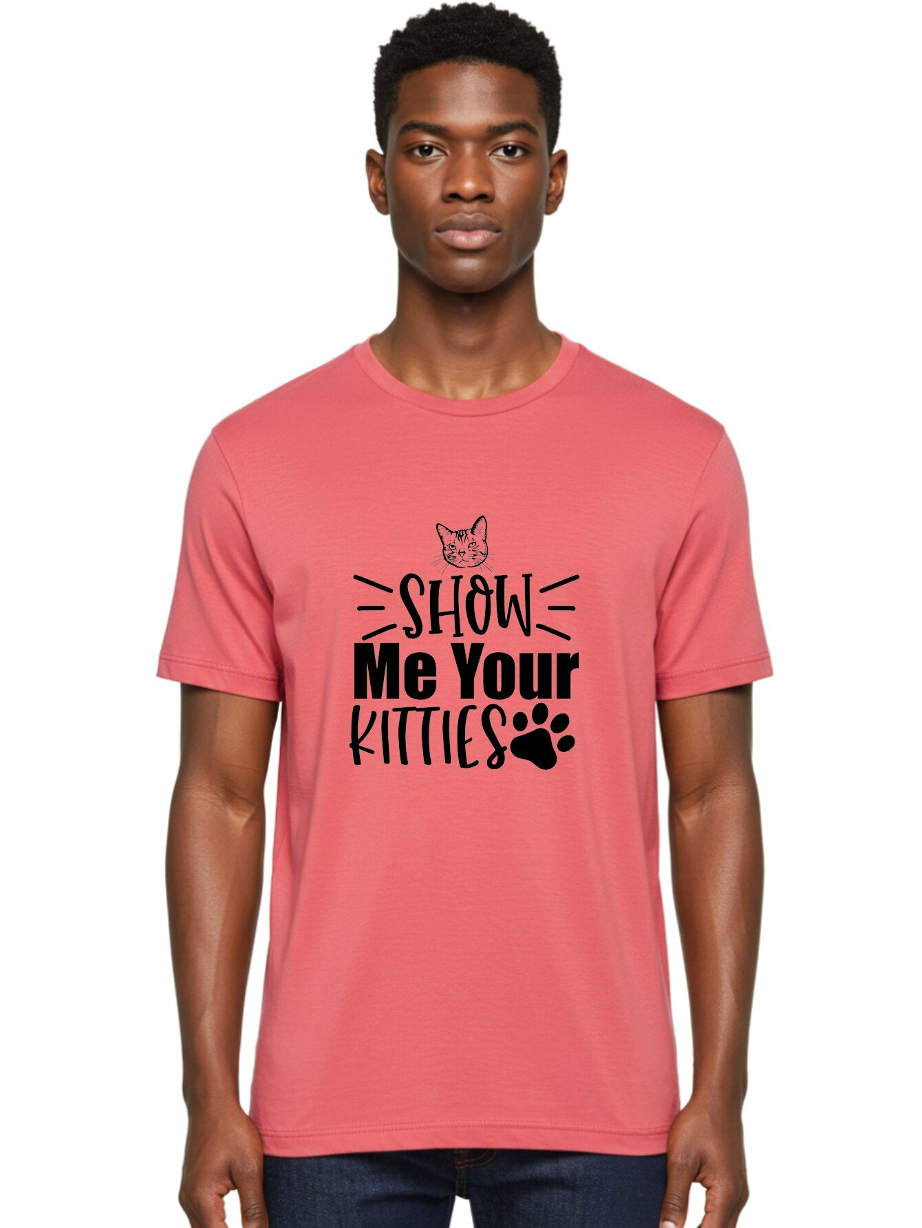 Show Me Your Kitties Men'S Graphic Tee, 100% Cotton, Comfortable Casual Summer Wear, Machine Washable, Cat Lovers, Kitties, Cat Theme, Feline Fun, Paw Print, Cat Face, Cute Graphics, Pet Lovers, Show Me Your Kitties Aae636 20