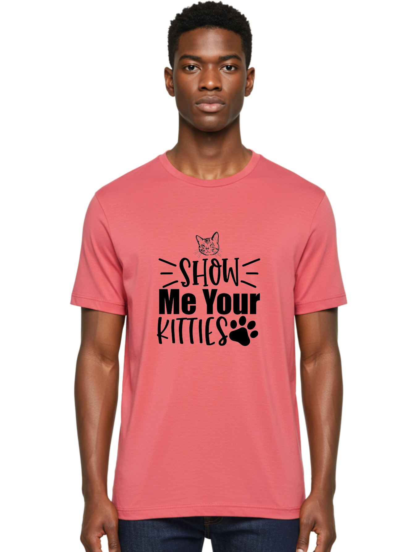 Show Me Your Kitties Men'S Graphic Tee, 100% Cotton, Comfortable Casual Summer Wear, Machine Washable, Cat Lovers, Kitties, Cat Theme, Feline Fun, Paw Print, Cat Face, Cute Graphics, Pet Lovers, Show Me Your Kitties Aae636 14