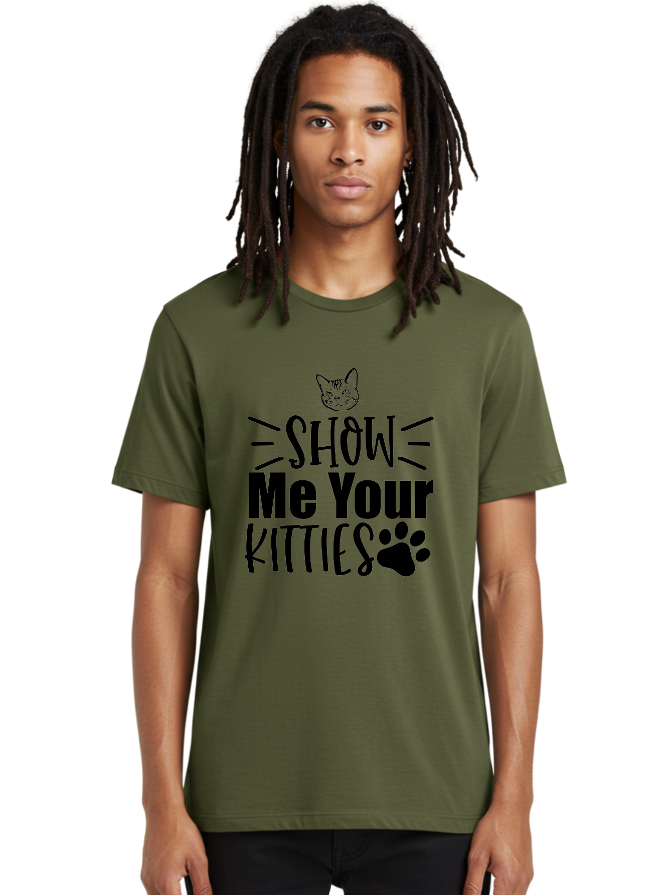 Show Me Your Kitties Men'S Graphic Tee, 100% Cotton, Comfortable Casual Summer Wear, Machine Washable, Cat Lovers, Kitties, Cat Theme, Feline Fun, Paw Print, Cat Face, Cute Graphics, Pet Lovers, Show Me Your Kitties Aae636 30