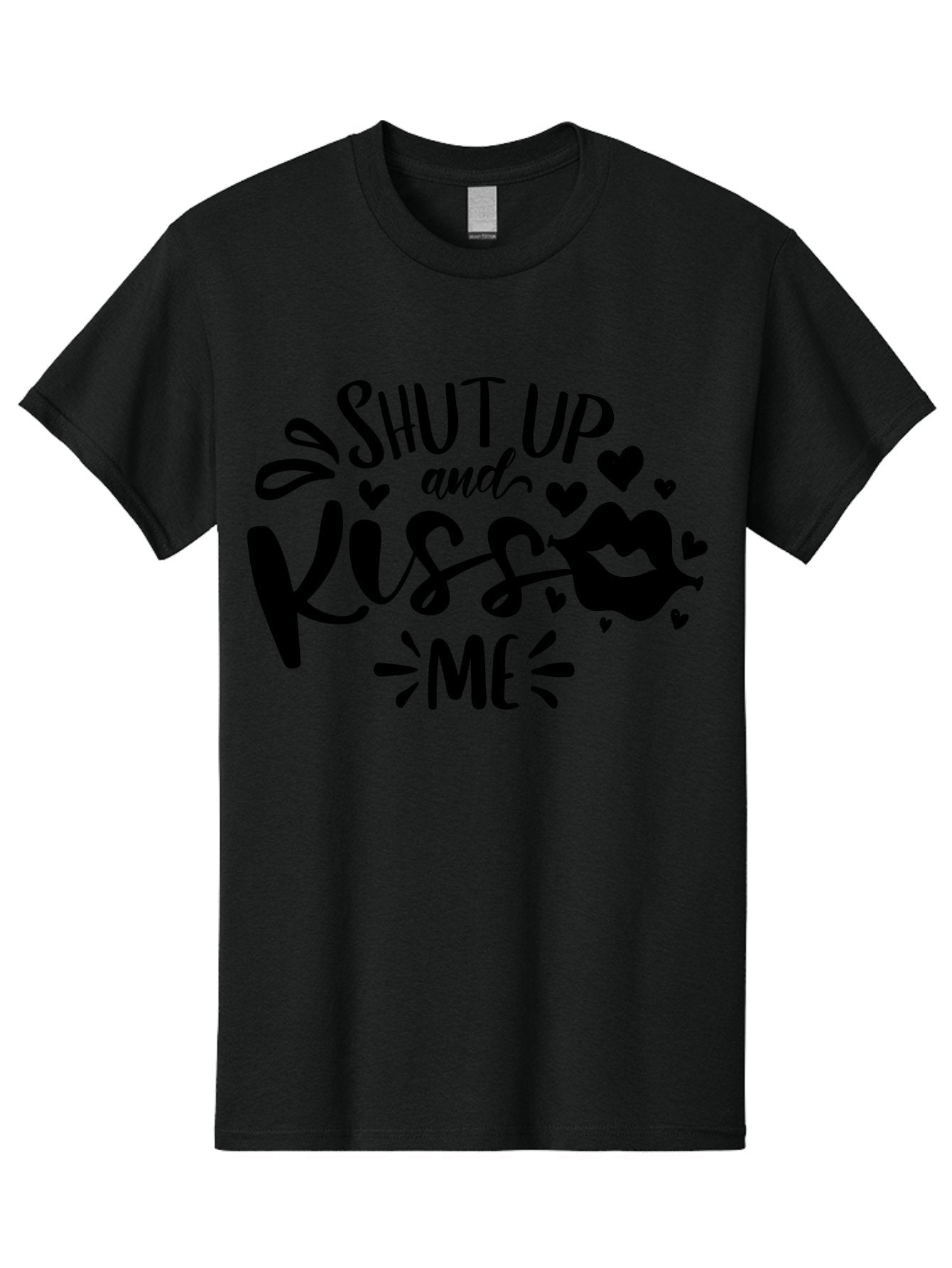Shut Up And Kiss Me Men'S Graphic Tee, 100% Cotton, Comfortable Casual Summer Wear, Machine Washable, Love Quotes, Romantic Phrases, Kiss Me, Shut Up, Valentines Day Gifts, Couples Quotes, Heart Graphics, Lips Illustration, Sassy Phrases Aae638 12