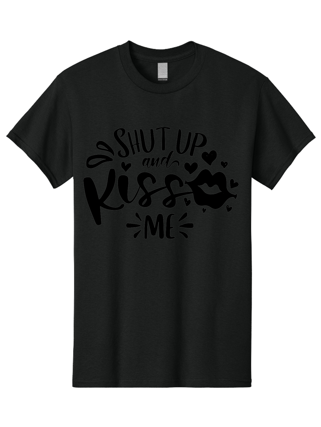 Shut Up And Kiss Me Men'S Graphic Tee, 100% Cotton, Comfortable Casual Summer Wear, Machine Washable, Love Quotes, Romantic Phrases, Kiss Me, Shut Up, Valentines Day Gifts, Couples Quotes, Heart Graphics, Lips Illustration, Sassy Phrases Aae638 23