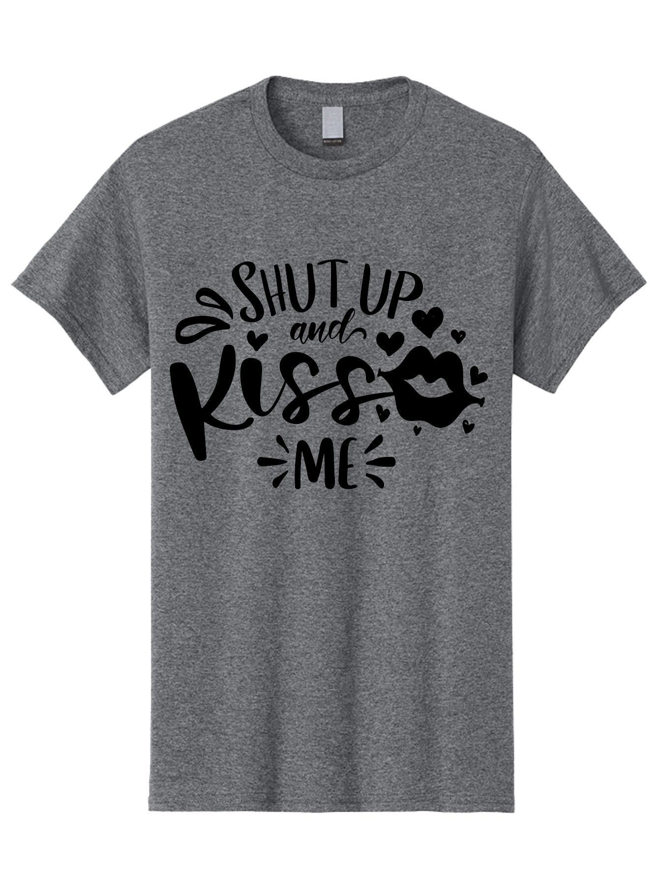 Shut Up And Kiss Me Men'S Graphic Tee, 100% Cotton, Comfortable Casual Summer Wear, Machine Washable, Love Quotes, Romantic Phrases, Kiss Me, Shut Up, Valentines Day Gifts, Couples Quotes, Heart Graphics, Lips Illustration, Sassy Phrases Aae638 29