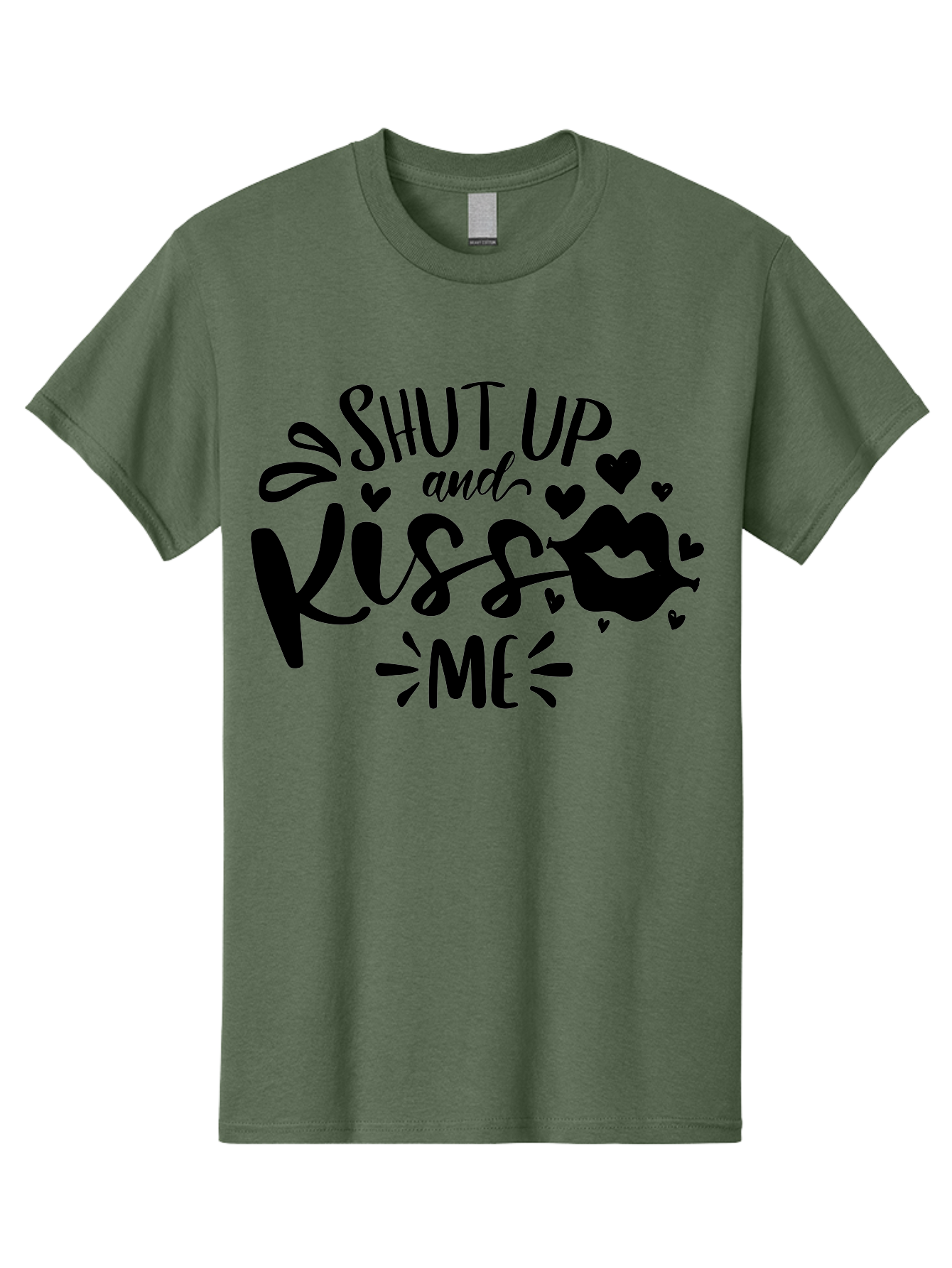 Shut Up And Kiss Me Men'S Graphic Tee, 100% Cotton, Comfortable Casual Summer Wear, Machine Washable, Love Quotes, Romantic Phrases, Kiss Me, Shut Up, Valentines Day Gifts, Couples Quotes, Heart Graphics, Lips Illustration, Sassy Phrases Aae638 11