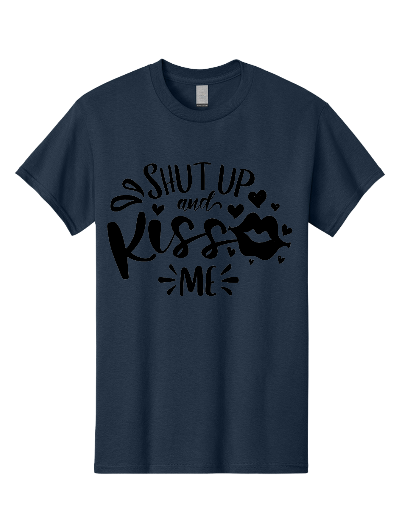 Shut Up And Kiss Me Men'S Graphic Tee, 100% Cotton, Comfortable Casual Summer Wear, Machine Washable, Love Quotes, Romantic Phrases, Kiss Me, Shut Up, Valentines Day Gifts, Couples Quotes, Heart Graphics, Lips Illustration, Sassy Phrases Aae638 9