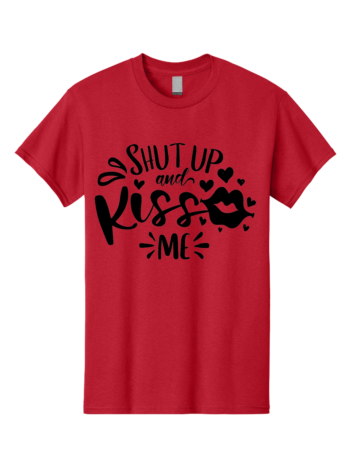 Shut Up And Kiss Me Men'S Graphic Tee, 100% Cotton, Comfortable Casual Summer Wear, Machine Washable, Love Quotes, Romantic Phrases, Kiss Me, Shut Up, Valentines Day Gifts, Couples Quotes, Heart Graphics, Lips Illustration, Sassy Phrases Aae638 21