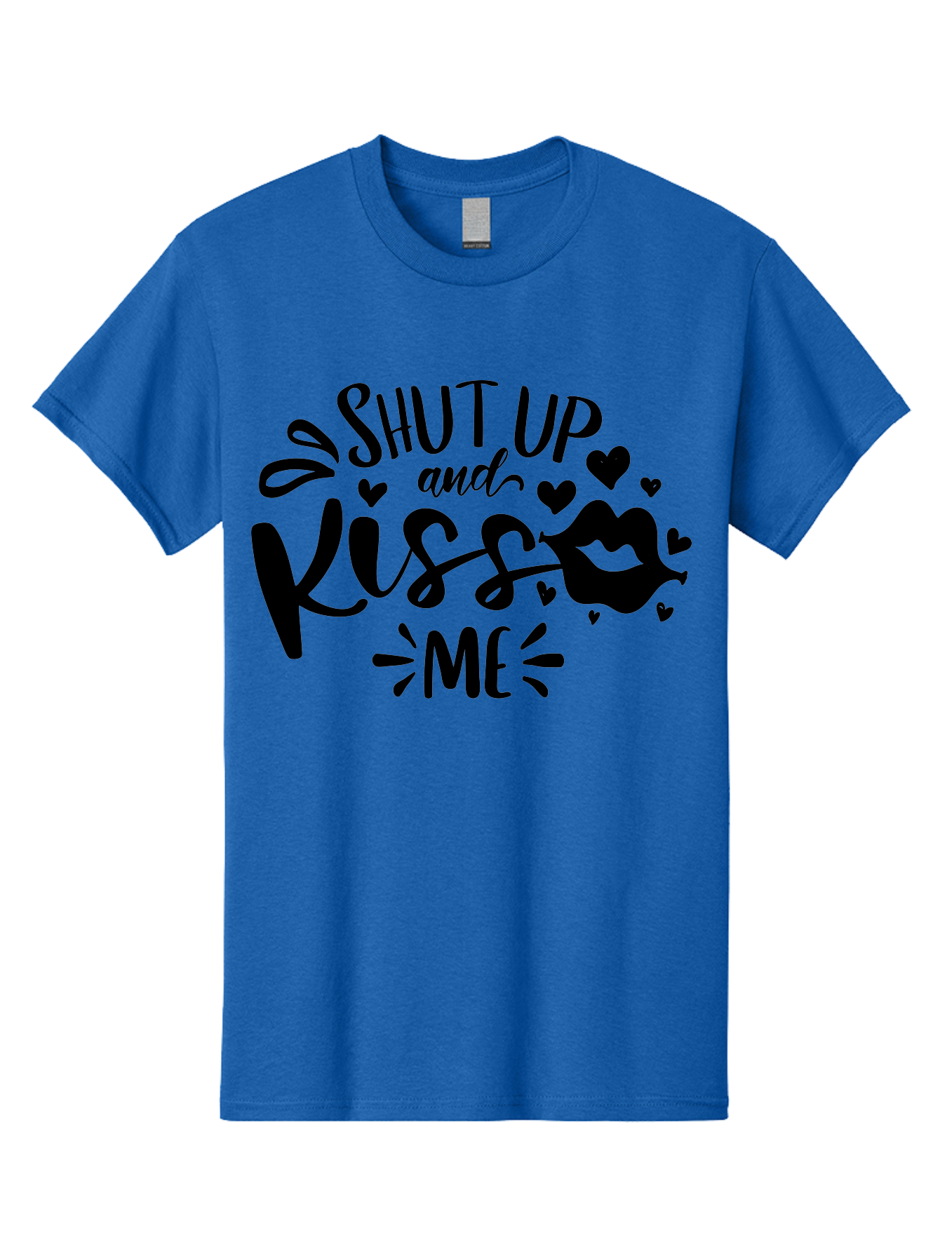 Shut Up And Kiss Me Men'S Graphic Tee, 100% Cotton, Comfortable Casual Summer Wear, Machine Washable, Love Quotes, Romantic Phrases, Kiss Me, Shut Up, Valentines Day Gifts, Couples Quotes, Heart Graphics, Lips Illustration, Sassy Phrases Aae638 19