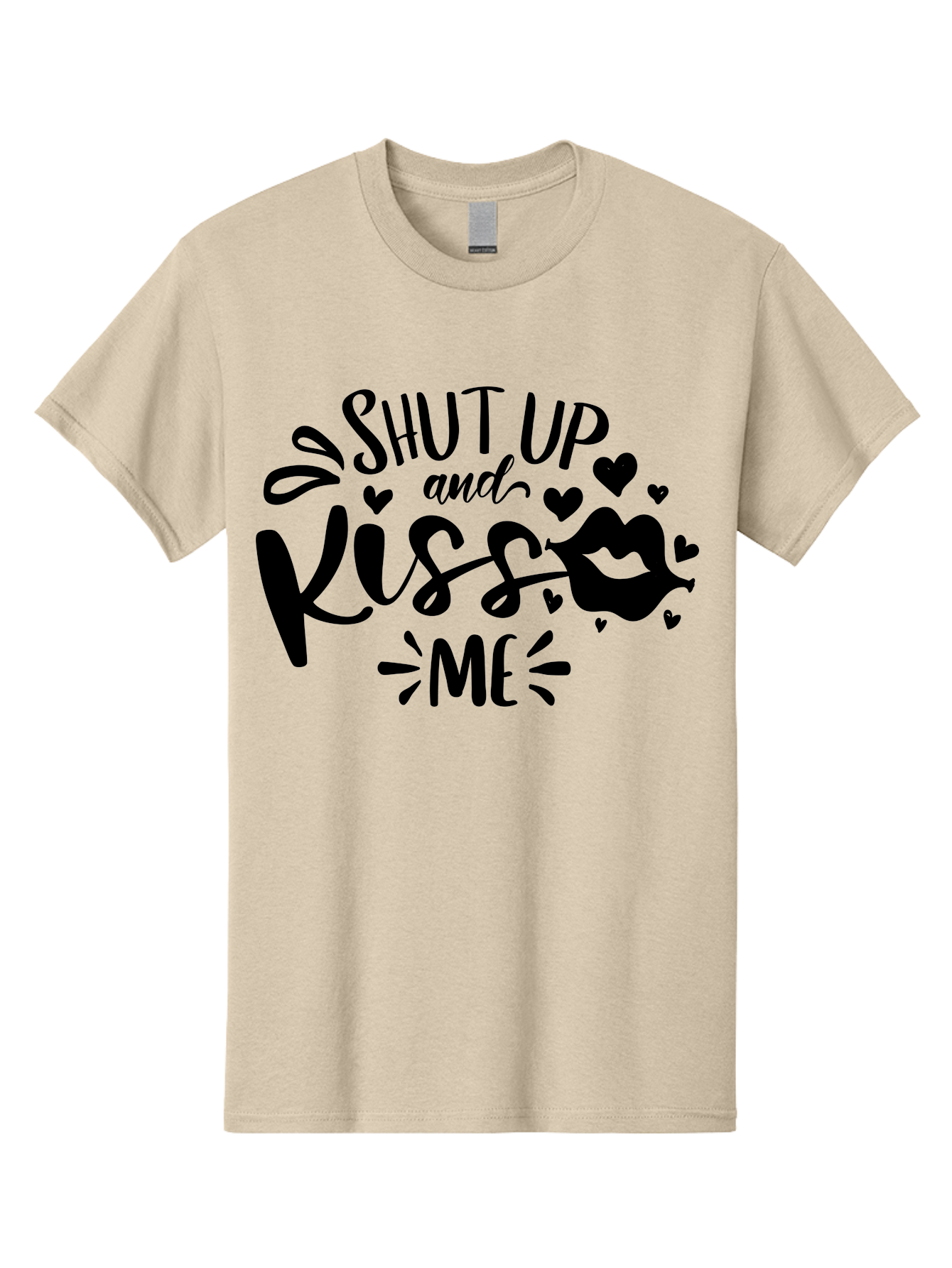 Shut Up And Kiss Me Men'S Graphic Tee, 100% Cotton, Comfortable Casual Summer Wear, Machine Washable, Love Quotes, Romantic Phrases, Kiss Me, Shut Up, Valentines Day Gifts, Couples Quotes, Heart Graphics, Lips Illustration, Sassy Phrases Aae638 17