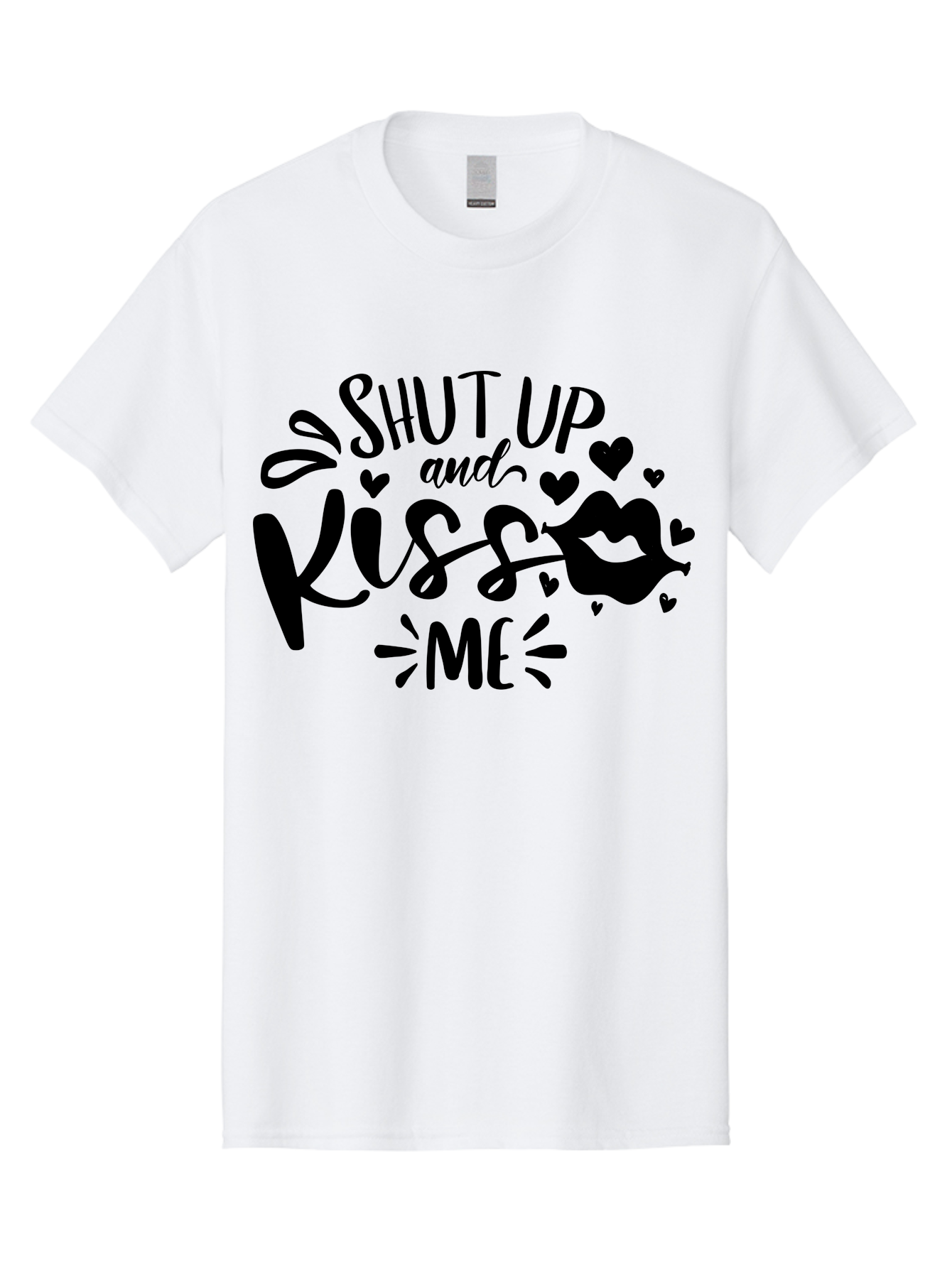 Shut Up And Kiss Me Men'S Graphic Tee, 100% Cotton, Comfortable Casual Summer Wear, Machine Washable, Love Quotes, Romantic Phrases, Kiss Me, Shut Up, Valentines Day Gifts, Couples Quotes, Heart Graphics, Lips Illustration, Sassy Phrases Aae638 3