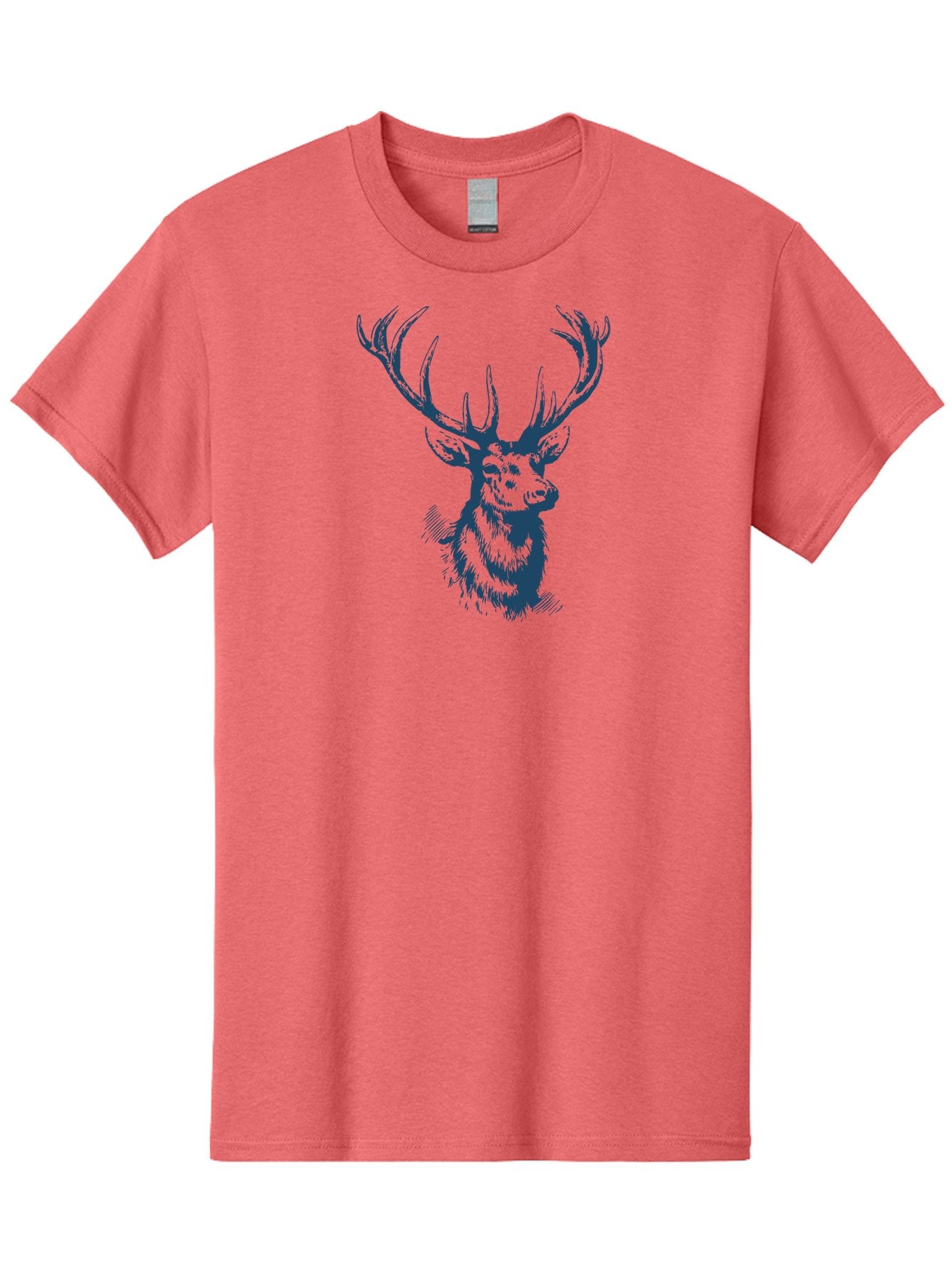 Silent Antler King Men'S Graphic Tee, 100% Cotton, Comfortable Casual Summer Wear, Machine Washable, Illustration Of Elk, Majestic Antlers, Wildlife Art, Wild Animal, Rugged Charm, Detailed Sketch, Forest Creature, Wildlife Illustration Aae642 15