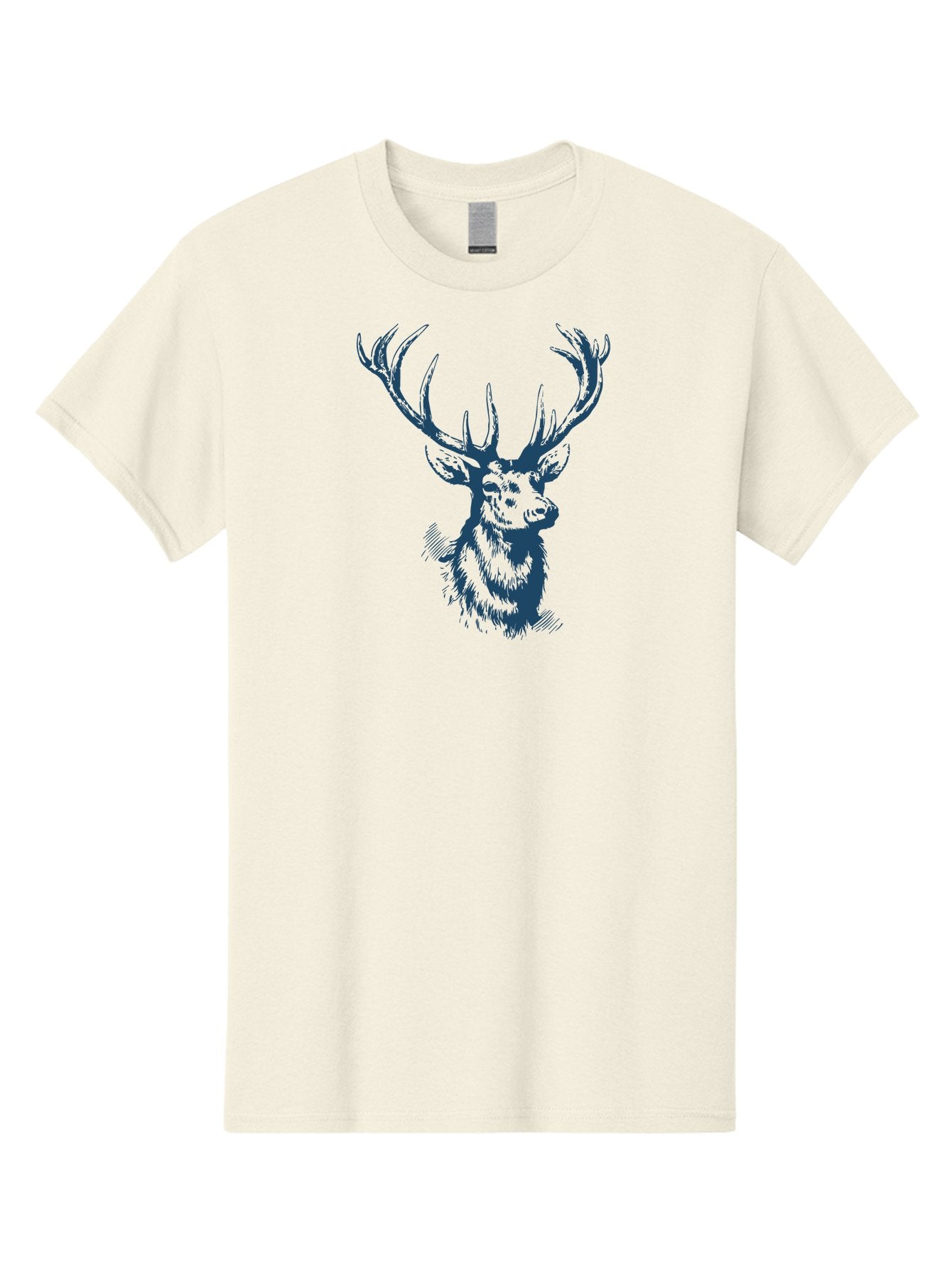 Silent Antler King Men'S Graphic Tee, 100% Cotton, Comfortable Casual Summer Wear, Machine Washable, Illustration Of Elk, Majestic Antlers, Wildlife Art, Wild Animal, Rugged Charm, Detailed Sketch, Forest Creature, Wildlife Illustration Aae642 3