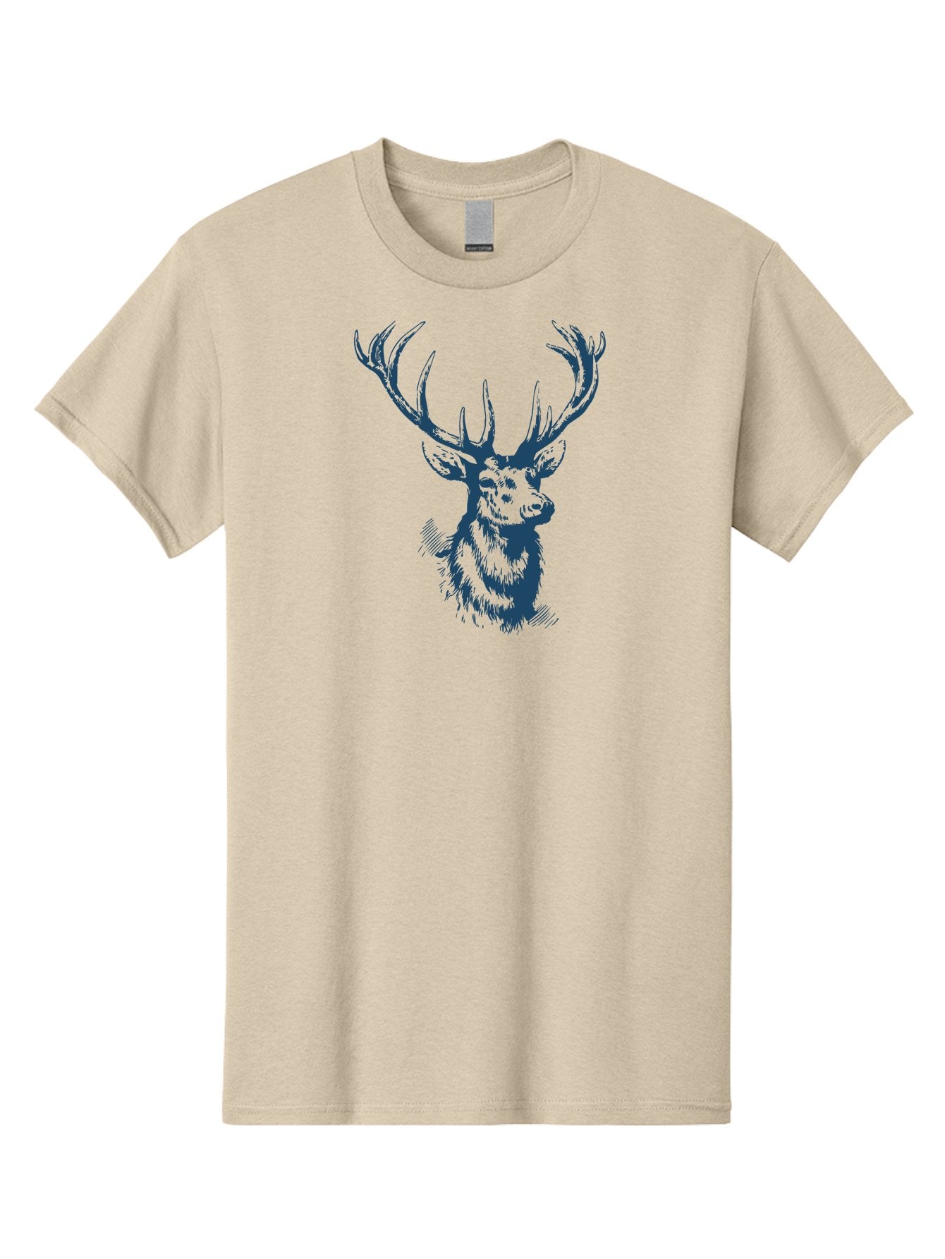 Silent Antler King Men'S Graphic Tee, 100% Cotton, Comfortable Casual Summer Wear, Machine Washable, Illustration Of Elk, Majestic Antlers, Wildlife Art, Wild Animal, Rugged Charm, Detailed Sketch, Forest Creature, Wildlife Illustration Aae642 14