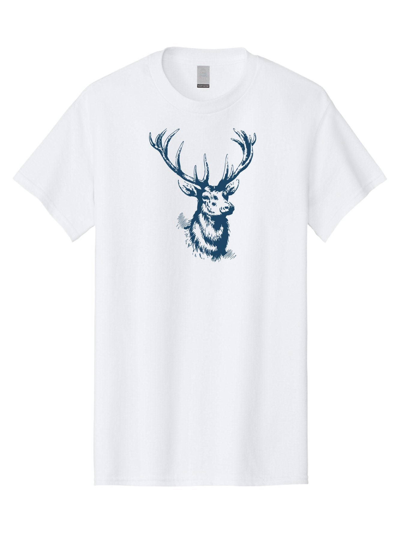 Silent Antler King Men'S Graphic Tee, 100% Cotton, Comfortable Casual Summer Wear, Machine Washable, Illustration Of Elk, Majestic Antlers, Wildlife Art, Wild Animal, Rugged Charm, Detailed Sketch, Forest Creature, Wildlife Illustration Aae642