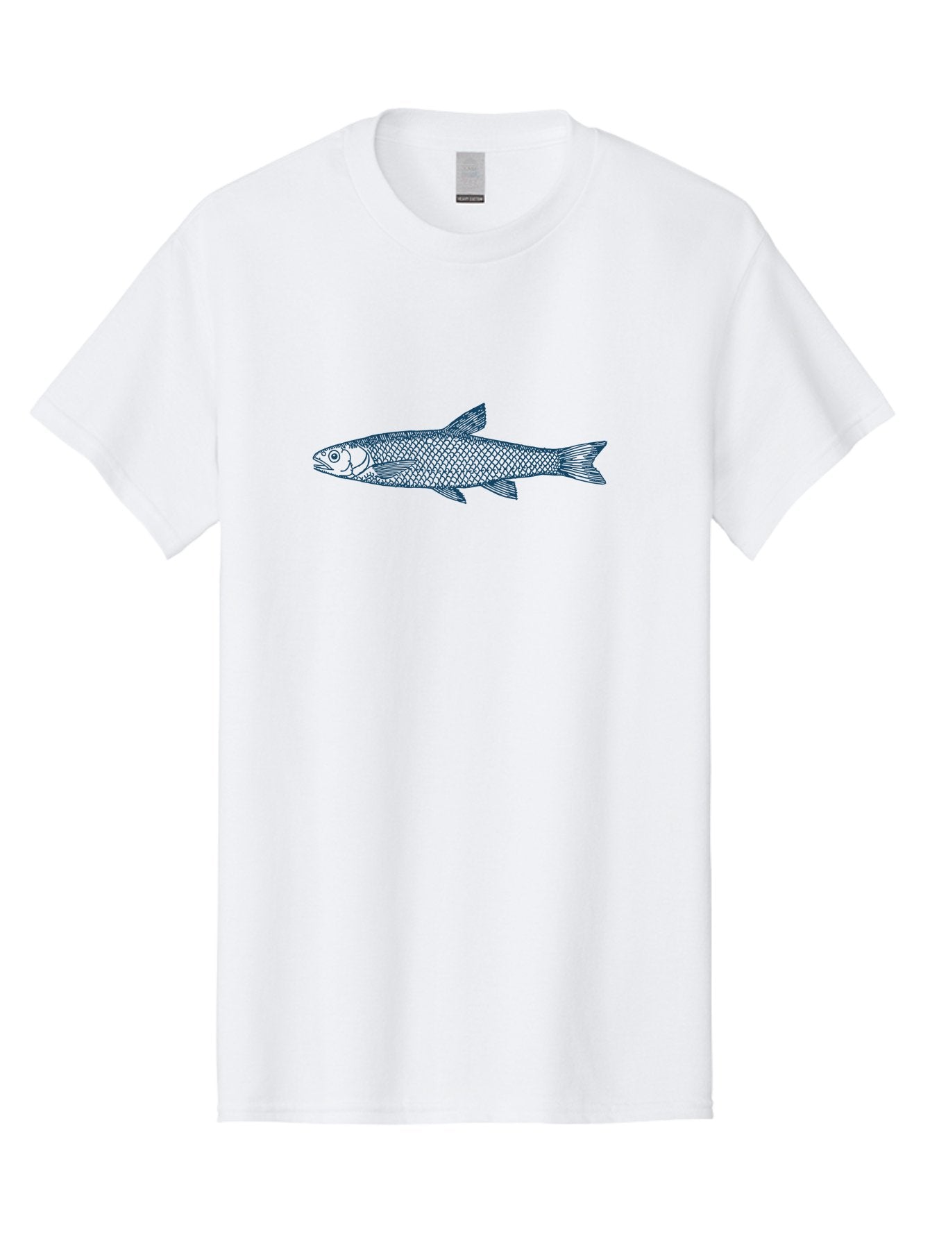 Silent Fin Men'S Graphic Tee, 100% Cotton, Comfortable Casual Summer Wear, Machine Washable, Illustration Of A Fish, Fish Drawing, Aquatic Life, Marine Biology, Detailed Scales, Fins, Tail, Underwater Creature, Wildlife Art Aae643