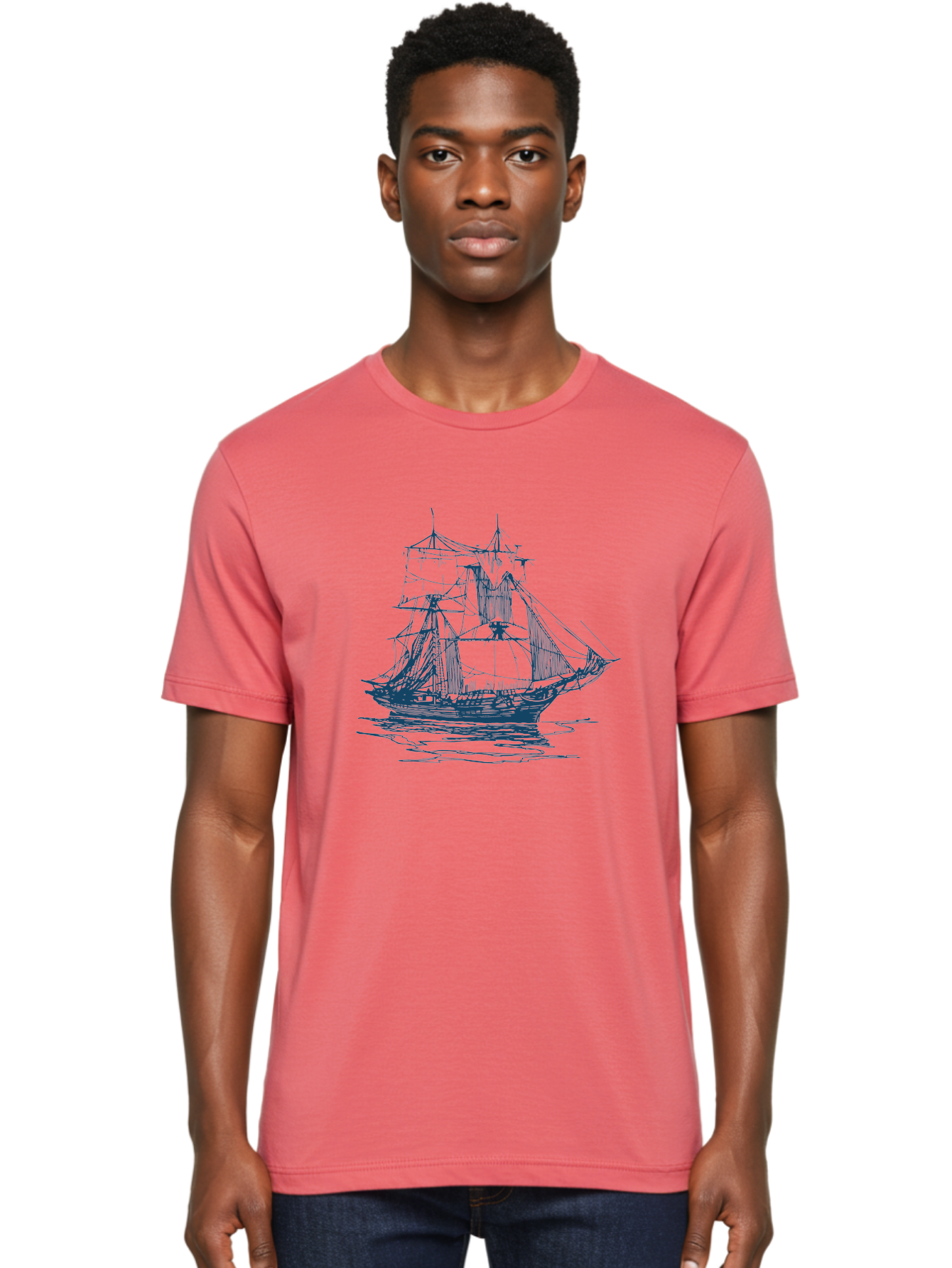 Silent Sails Ship Men'S Graphic Tee, 100% Cotton, Comfortable Casual Summer Wear, Machine Washable, Sailing Ship, Tall Ship, Naval Vessel, Sailing Boat, Ocean Waves, Nautical Theme, Historic Ship, Classic Sailing, Maritime Illustration Aae644 6