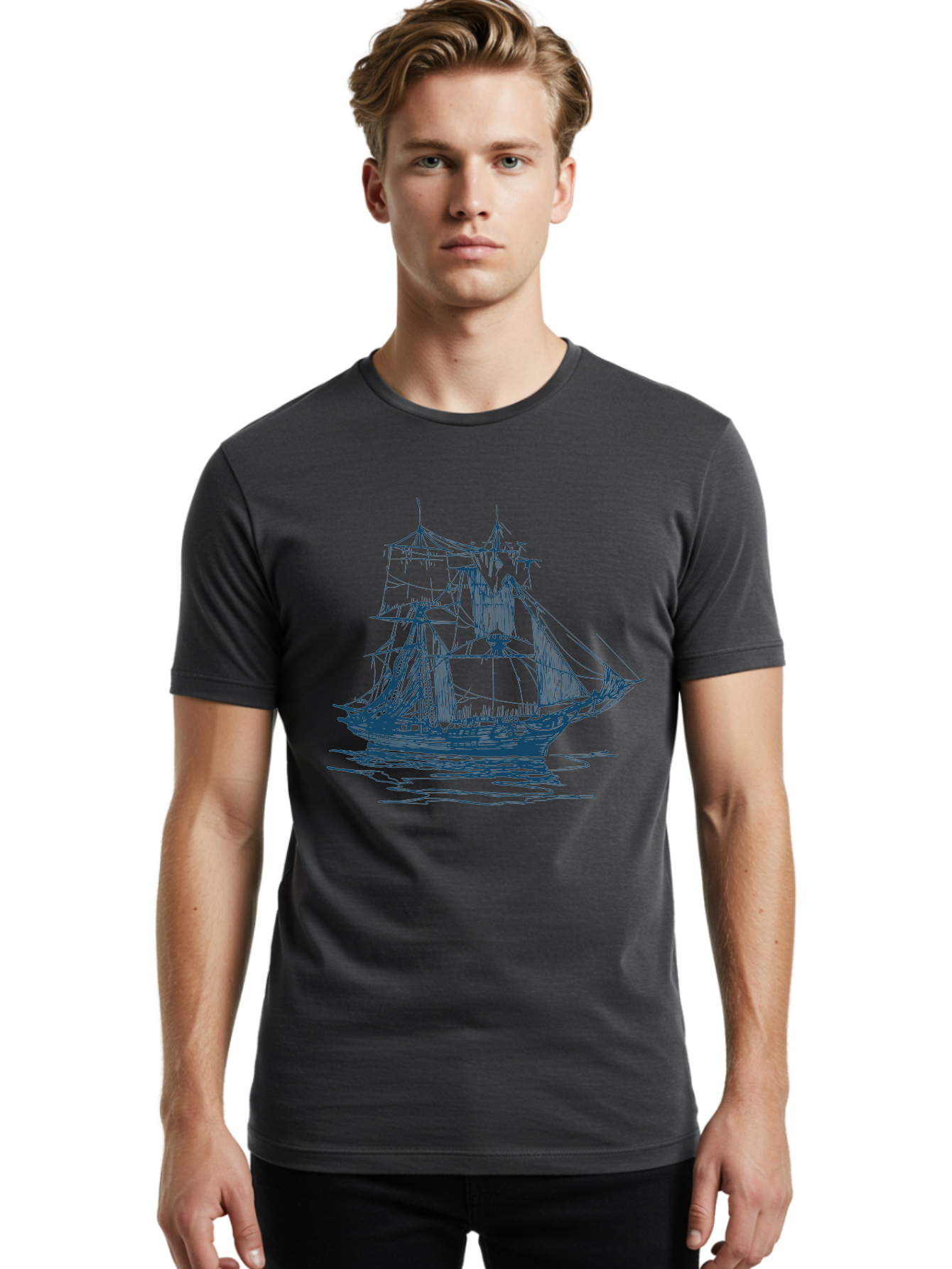 Silent Sails Ship Men'S Graphic Tee, 100% Cotton, Comfortable Casual Summer Wear, Machine Washable, Sailing Ship, Tall Ship, Naval Vessel, Sailing Boat, Ocean Waves, Nautical Theme, Historic Ship, Classic Sailing, Maritime Illustration Aae644 14