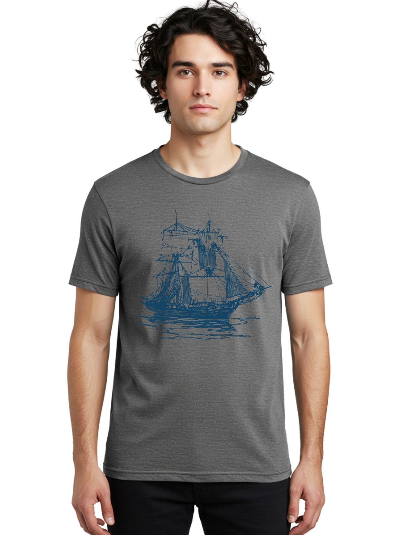 Silent Sails Ship Men'S Graphic Tee, 100% Cotton, Comfortable Casual Summer Wear, Machine Washable, Sailing Ship, Tall Ship, Naval Vessel, Sailing Boat, Ocean Waves, Nautical Theme, Historic Ship, Classic Sailing, Maritime Illustration Aae644 28