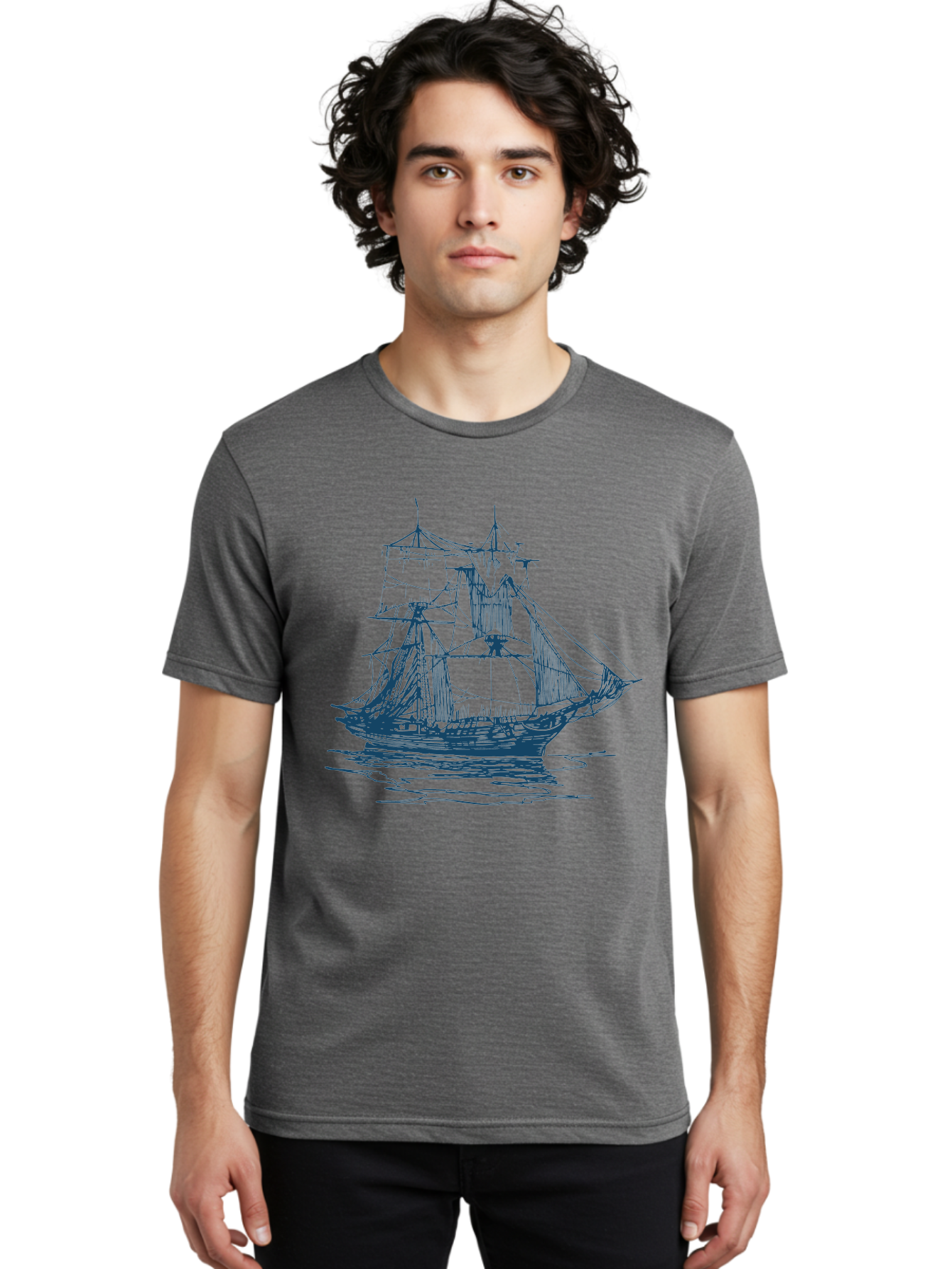 Silent Sails Ship Men'S Graphic Tee, 100% Cotton, Comfortable Casual Summer Wear, Machine Washable, Sailing Ship, Tall Ship, Naval Vessel, Sailing Boat, Ocean Waves, Nautical Theme, Historic Ship, Classic Sailing, Maritime Illustration Aae644 20