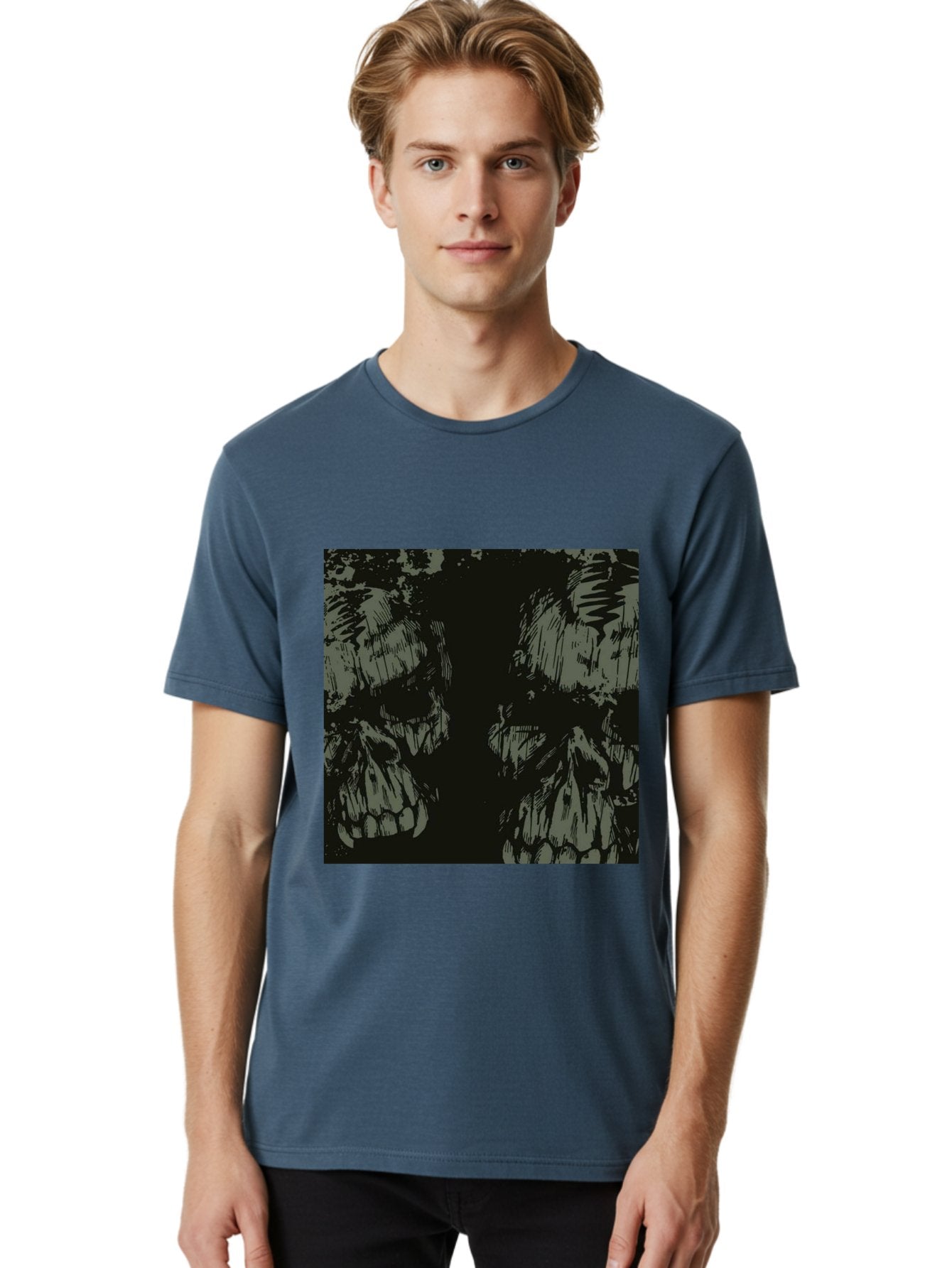 Silent Skulls Men'S Graphic Tee, 100% Cotton, Comfortable Casual Summer Wear, Machine Washable, Dark Fantasy, Skull Art, Gothic Style, Black And Grey, Creepy Atmosphere, Horror Theme, Death Symbol, Skull Design Aae645 16