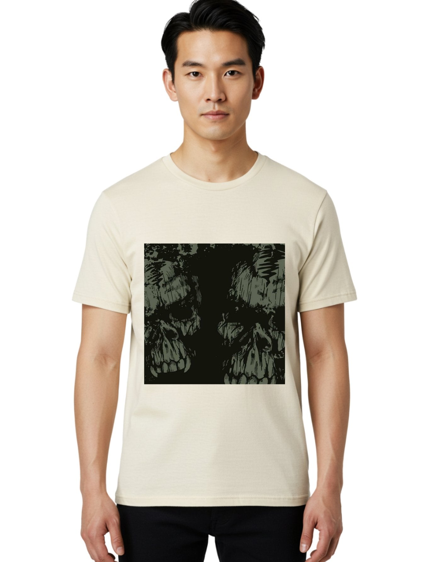 Silent Skulls Men'S Graphic Tee, 100% Cotton, Comfortable Casual Summer Wear, Machine Washable, Dark Fantasy, Skull Art, Gothic Style, Black And Grey, Creepy Atmosphere, Horror Theme, Death Symbol, Skull Design Aae645 20