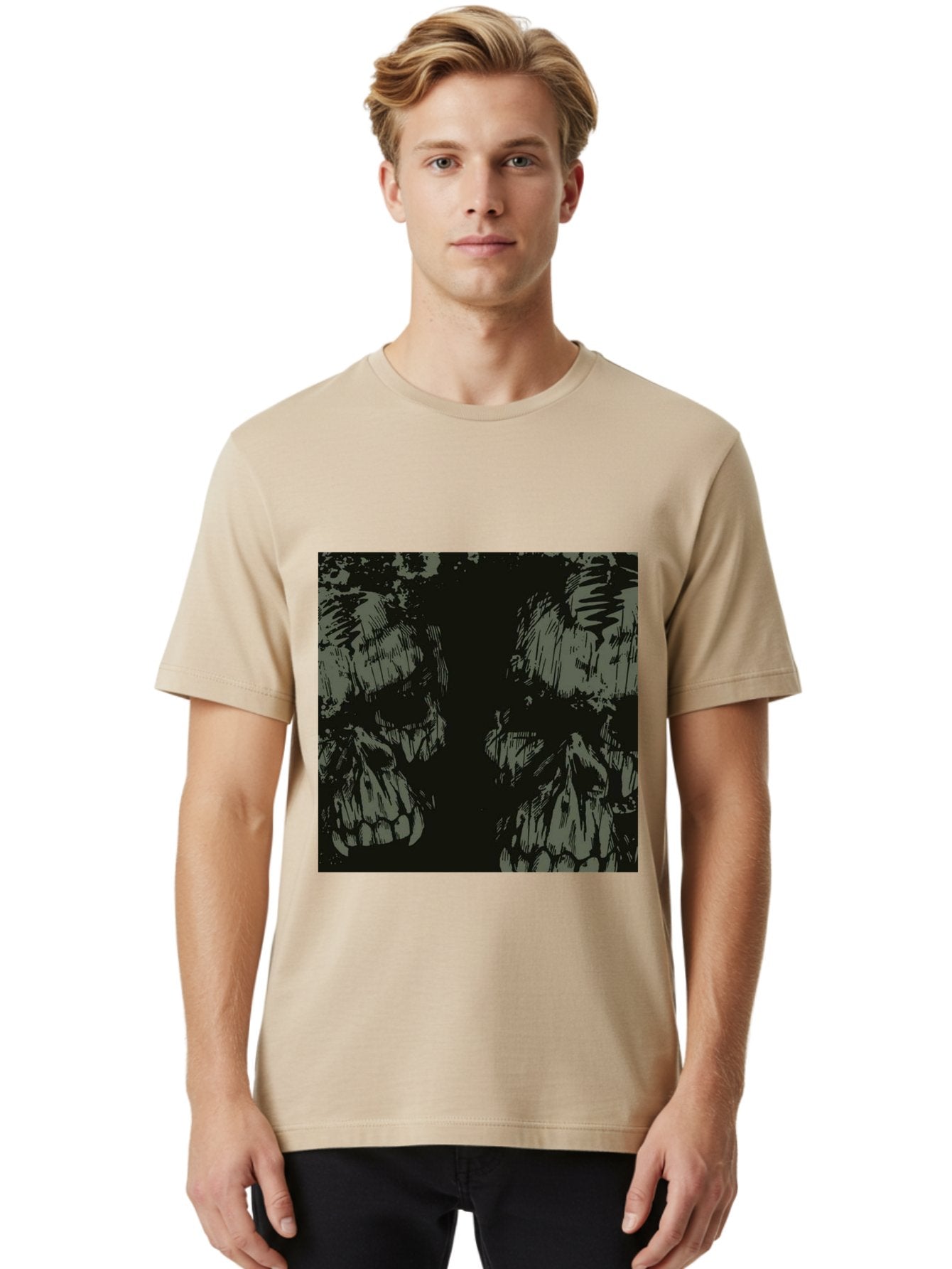 Silent Skulls Men'S Graphic Tee, 100% Cotton, Comfortable Casual Summer Wear, Machine Washable, Dark Fantasy, Skull Art, Gothic Style, Black And Grey, Creepy Atmosphere, Horror Theme, Death Symbol, Skull Design Aae645 19