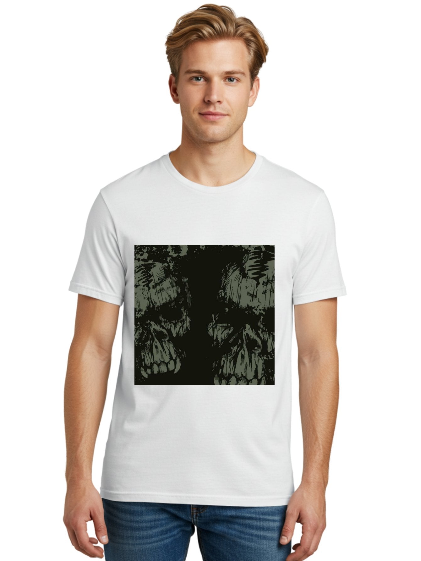 Silent Skulls Men'S Graphic Tee, 100% Cotton, Comfortable Casual Summer Wear, Machine Washable, Dark Fantasy, Skull Art, Gothic Style, Black And Grey, Creepy Atmosphere, Horror Theme, Death Symbol, Skull Design Aae645 17